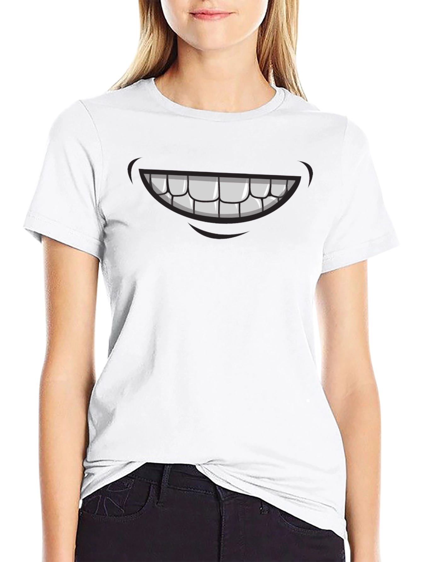 Cartoon Smile Graphic Tee - Mens Black T-Shirt