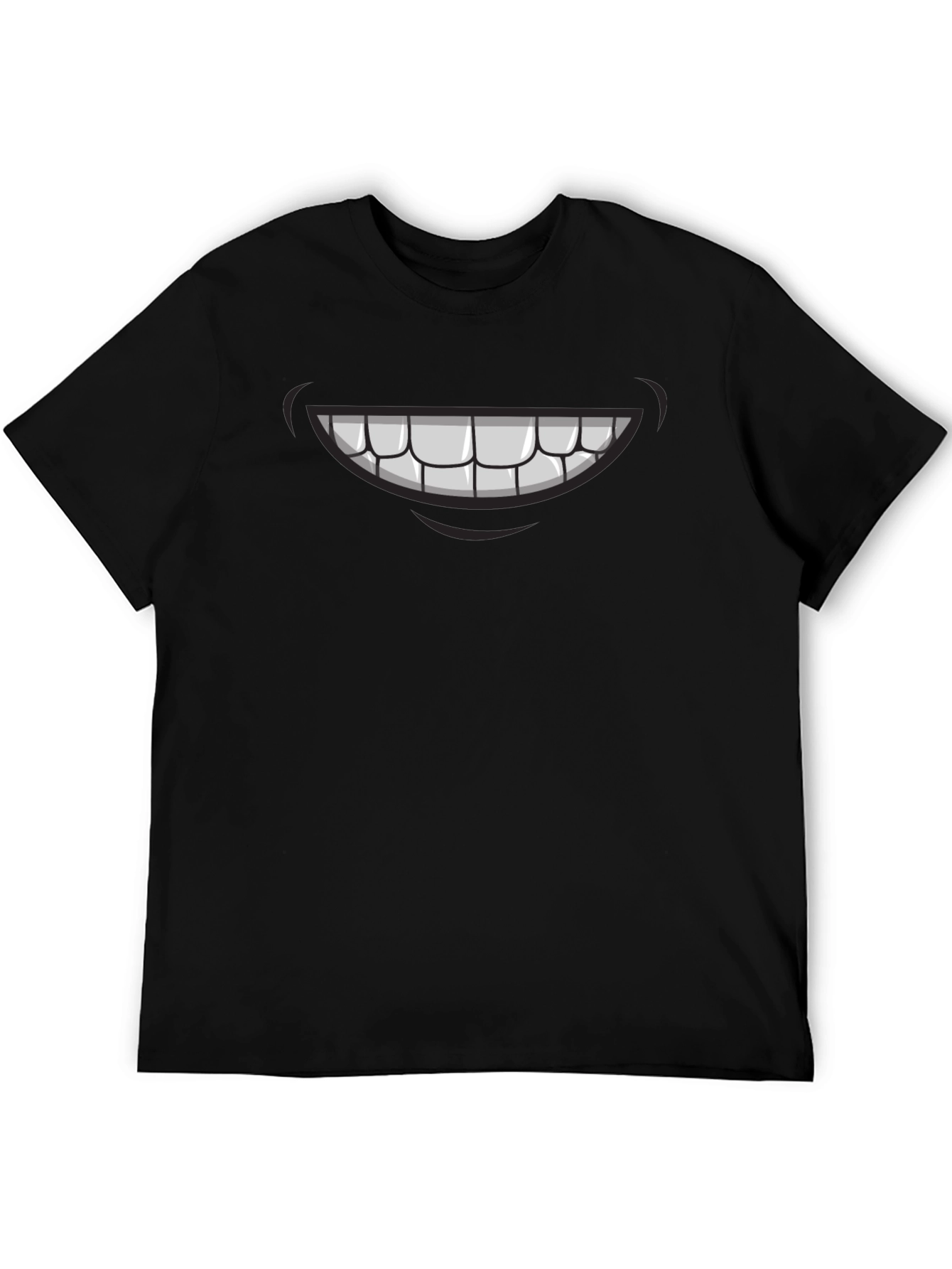 Cartoon Smile Graphic Tee - Mens Black T-Shirt