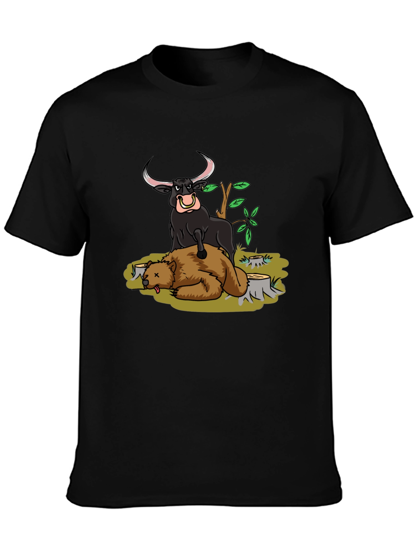 Bull vs Bear Black T-Shirt