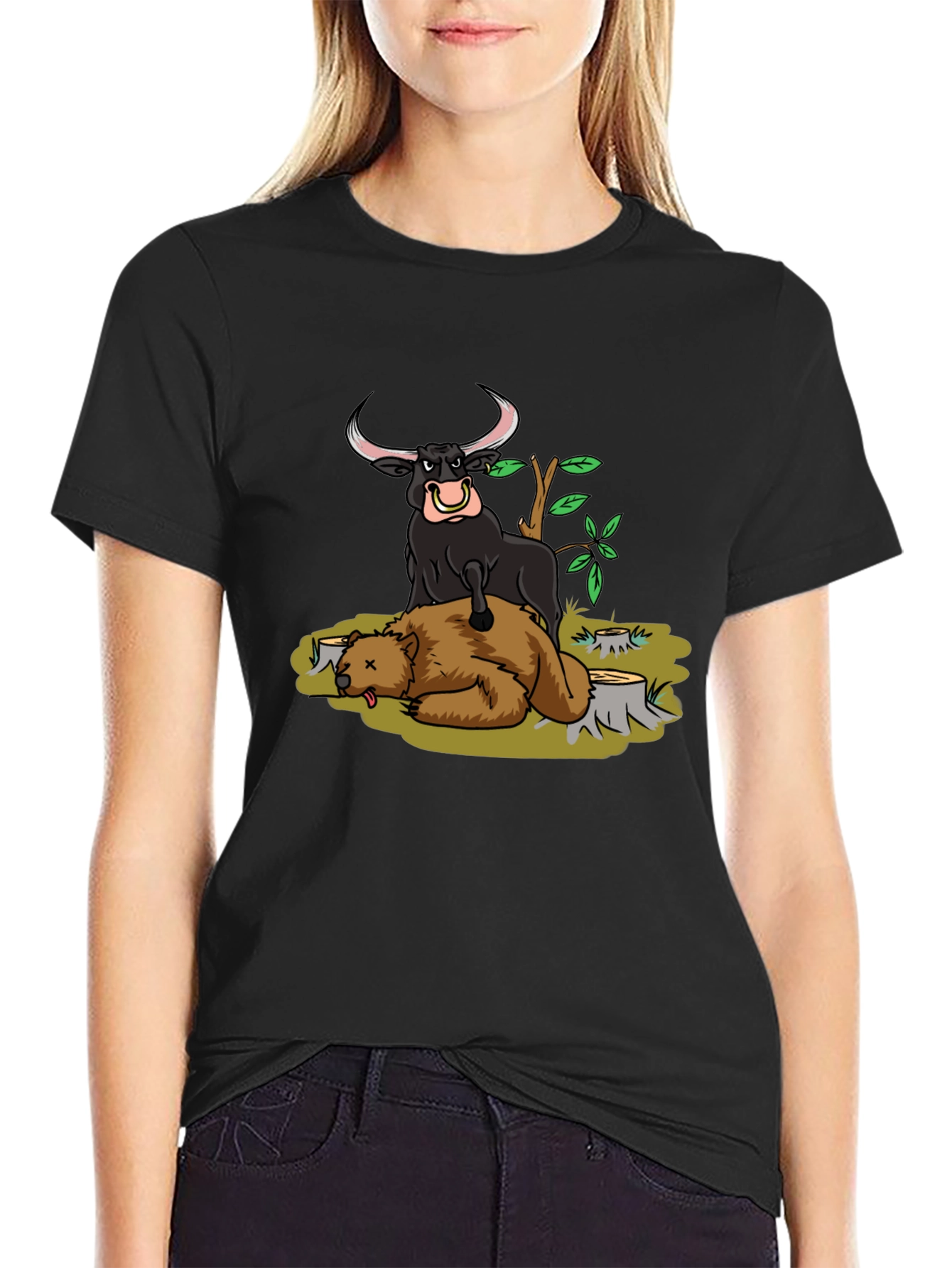 Bull vs Bear Black T-Shirt