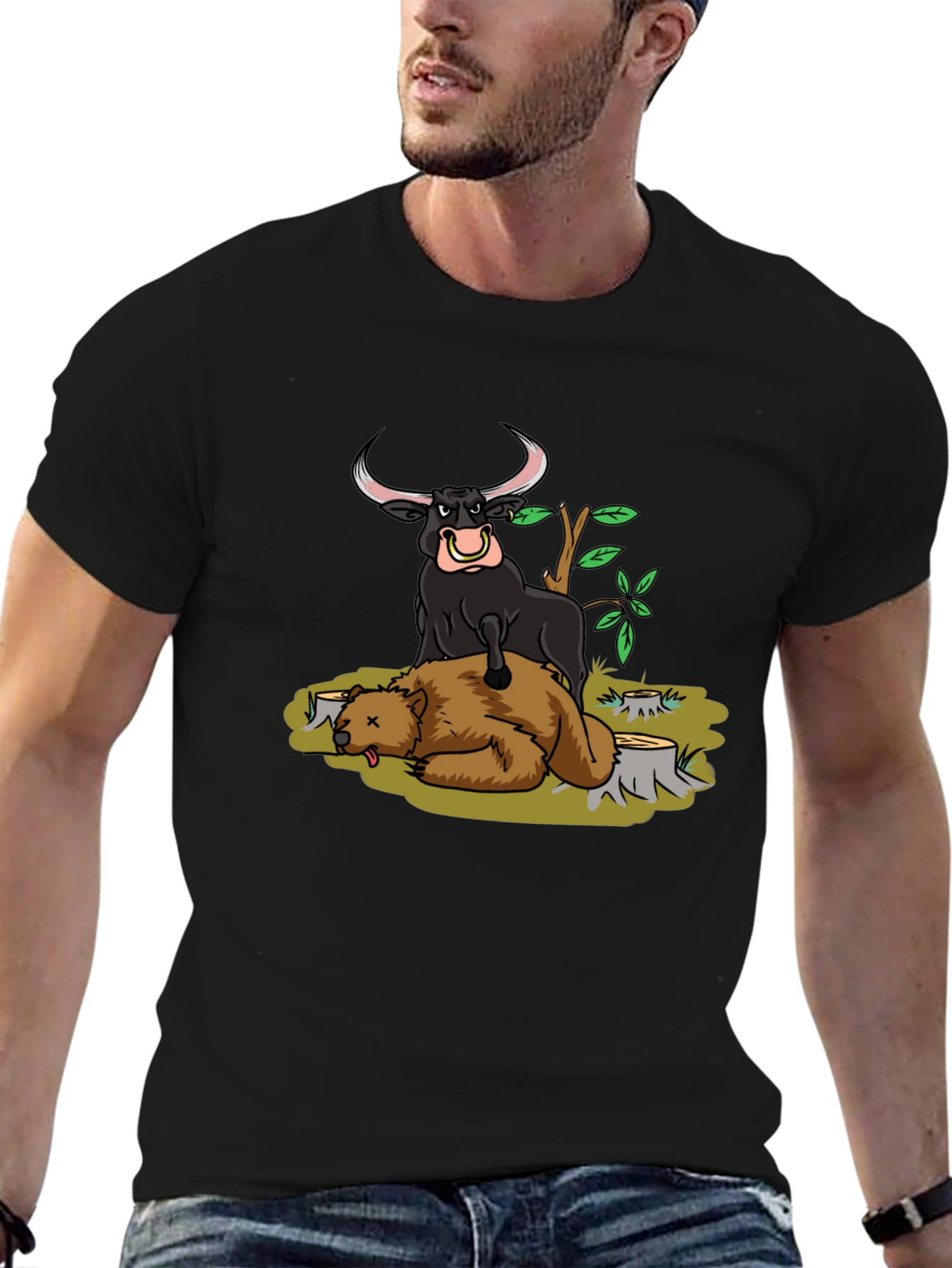 Bull vs Bear Black T-Shirt