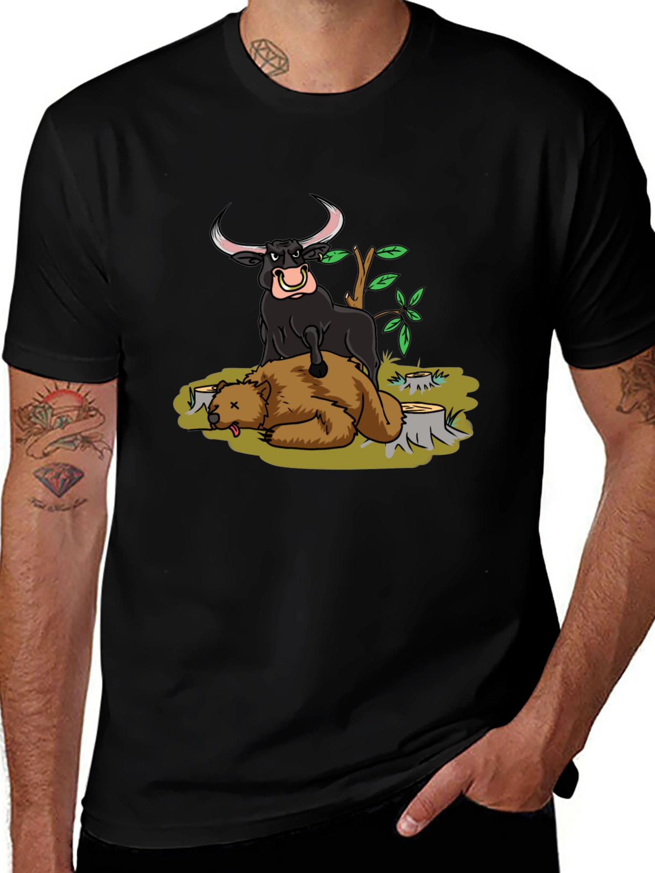 Bull vs Bear Black T-Shirt