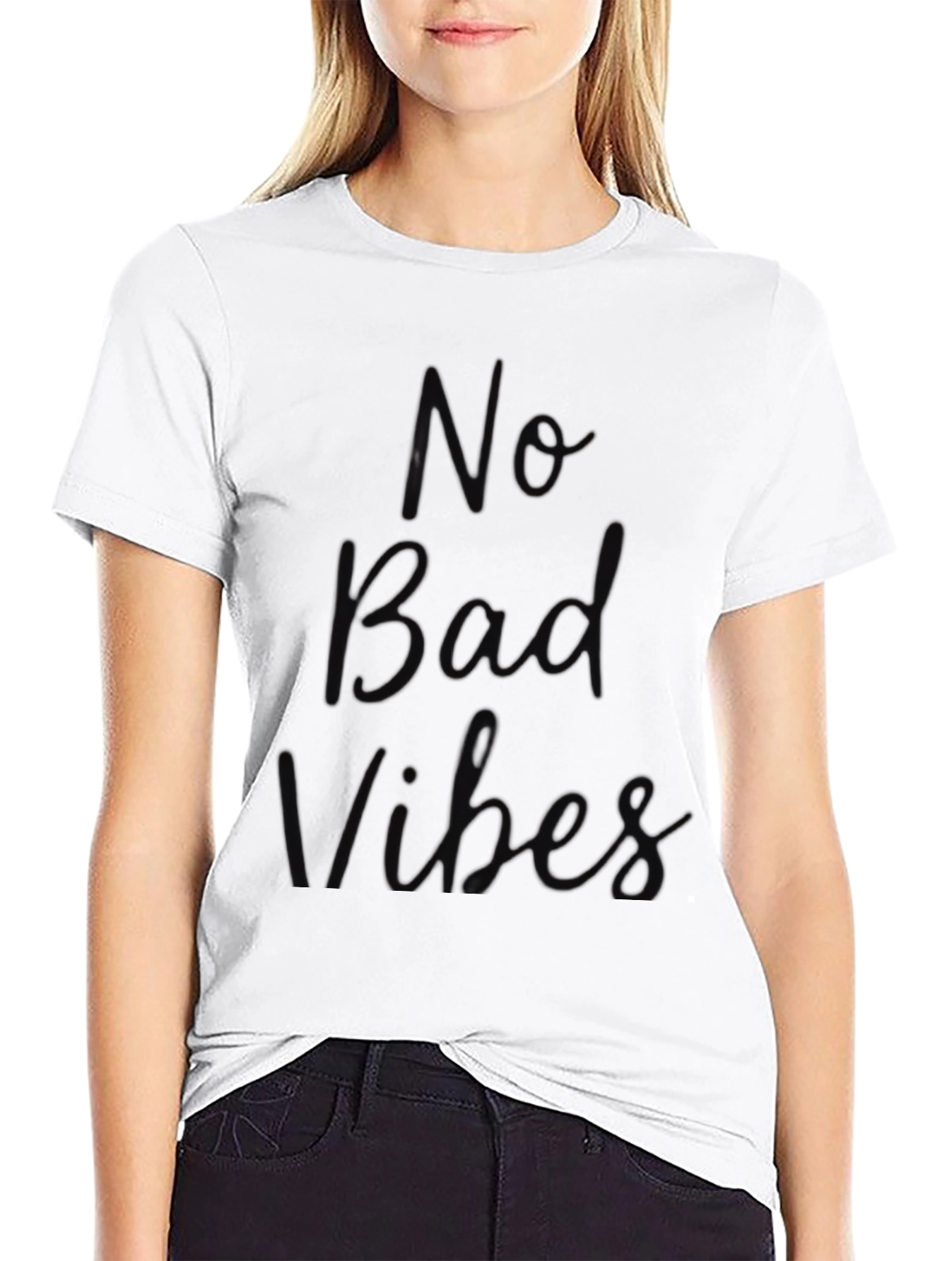 No Bad Vibes Black T-Shirt - Relaxed Fit