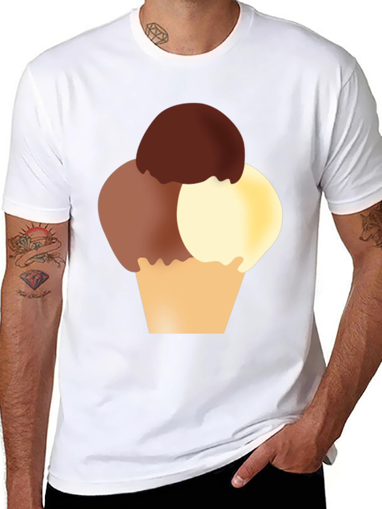 Ice Cream Graphic Tee - Black Cotton T-Shirt