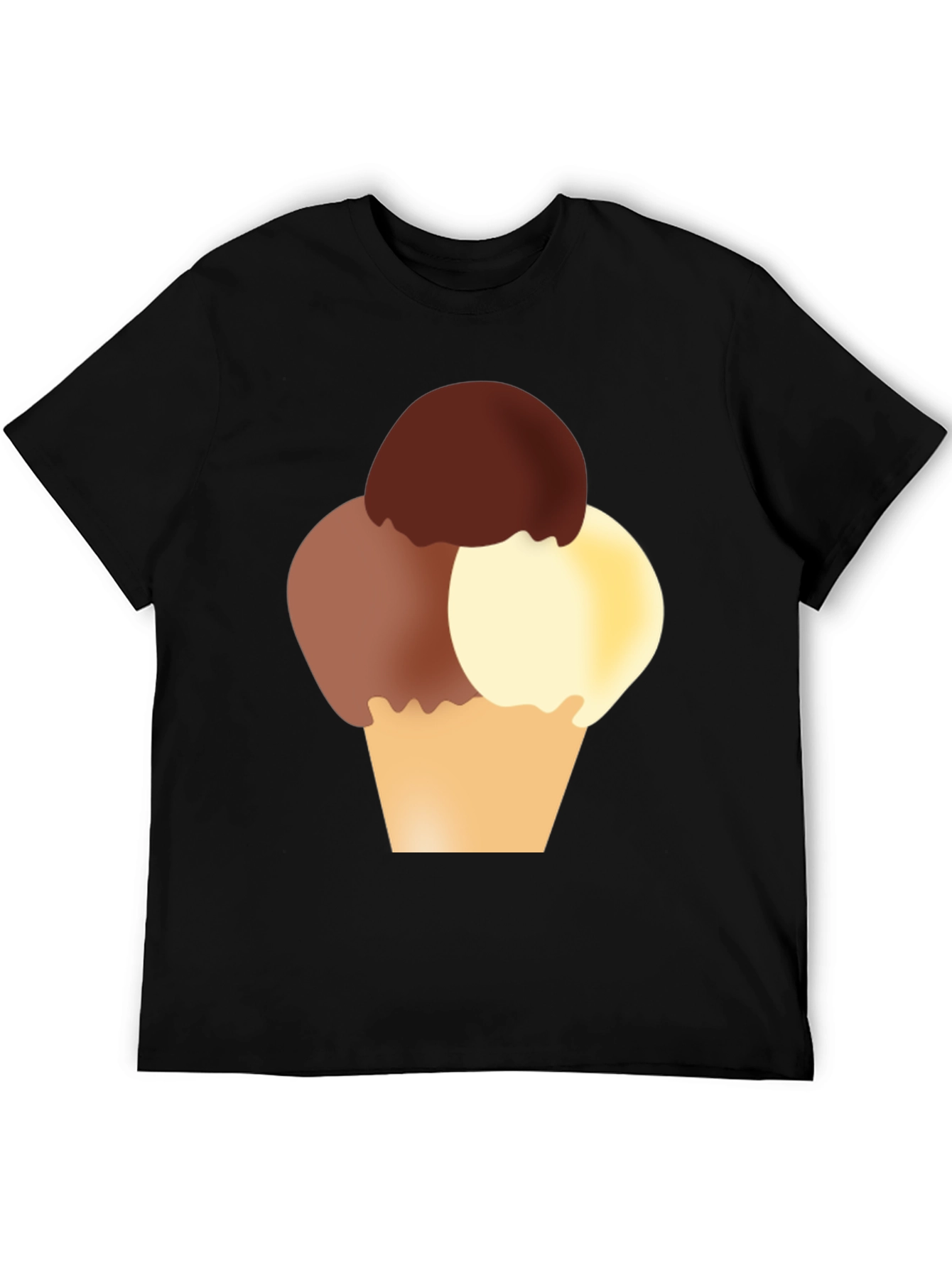 Ice Cream Graphic Tee - Black Cotton T-Shirt