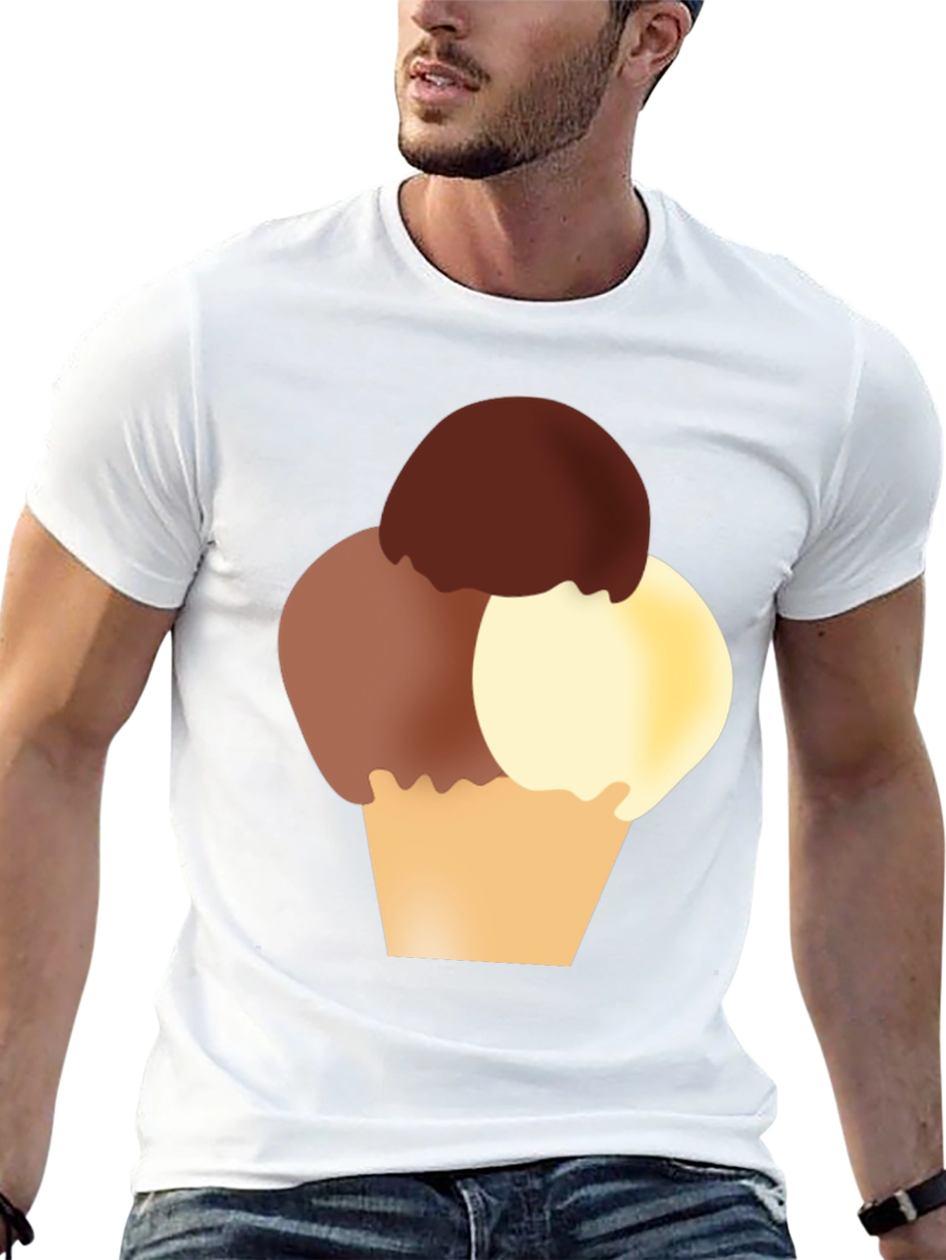 Ice Cream Graphic Tee - Black Cotton T-Shirt