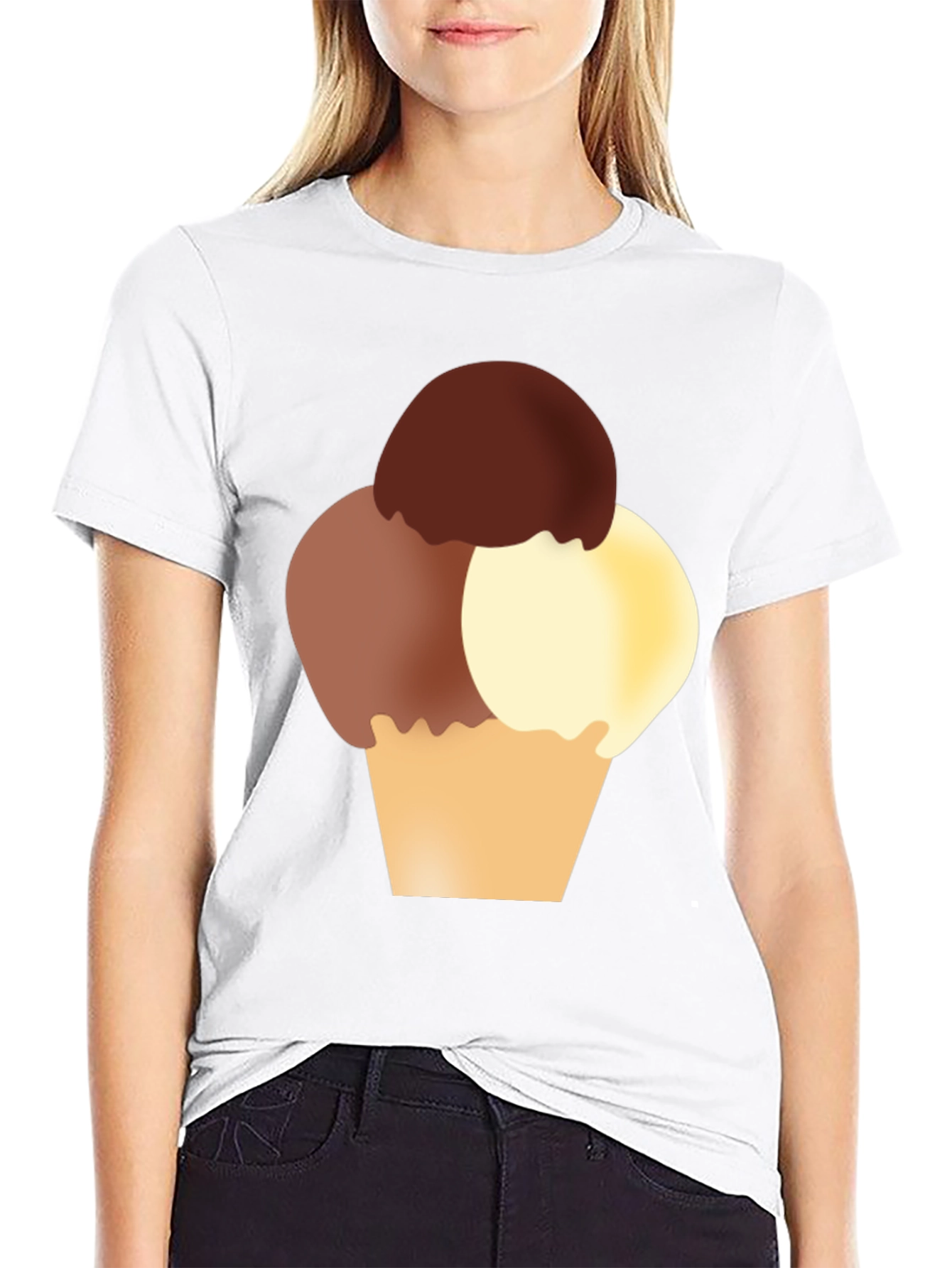 Ice Cream Graphic Tee - Black Cotton T-Shirt