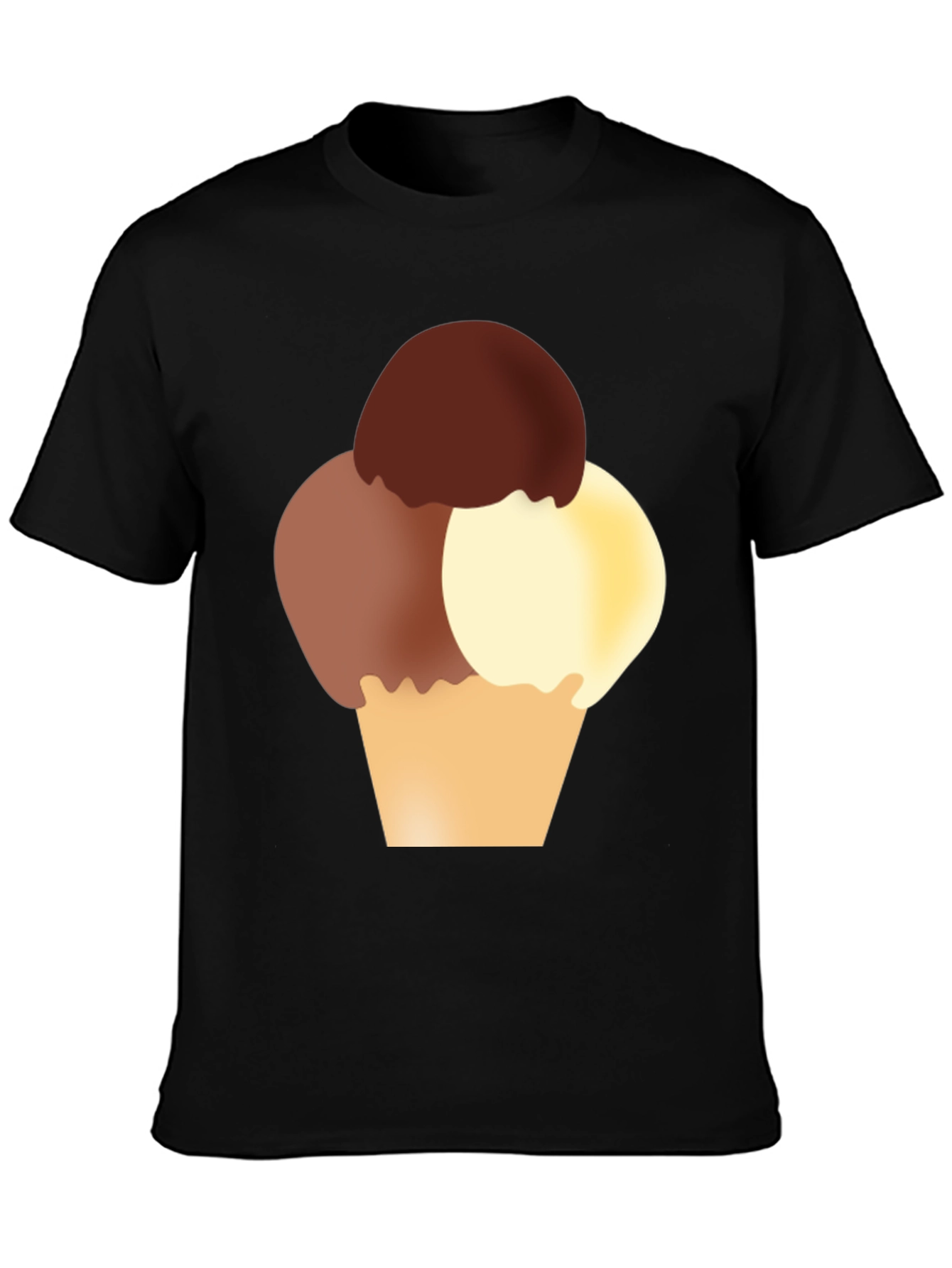 Ice Cream Graphic Tee - Black Cotton T-Shirt