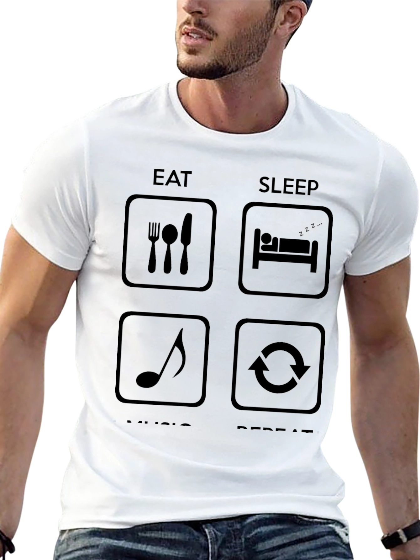 Eat Sleep Music Repeat Black T-Shirt