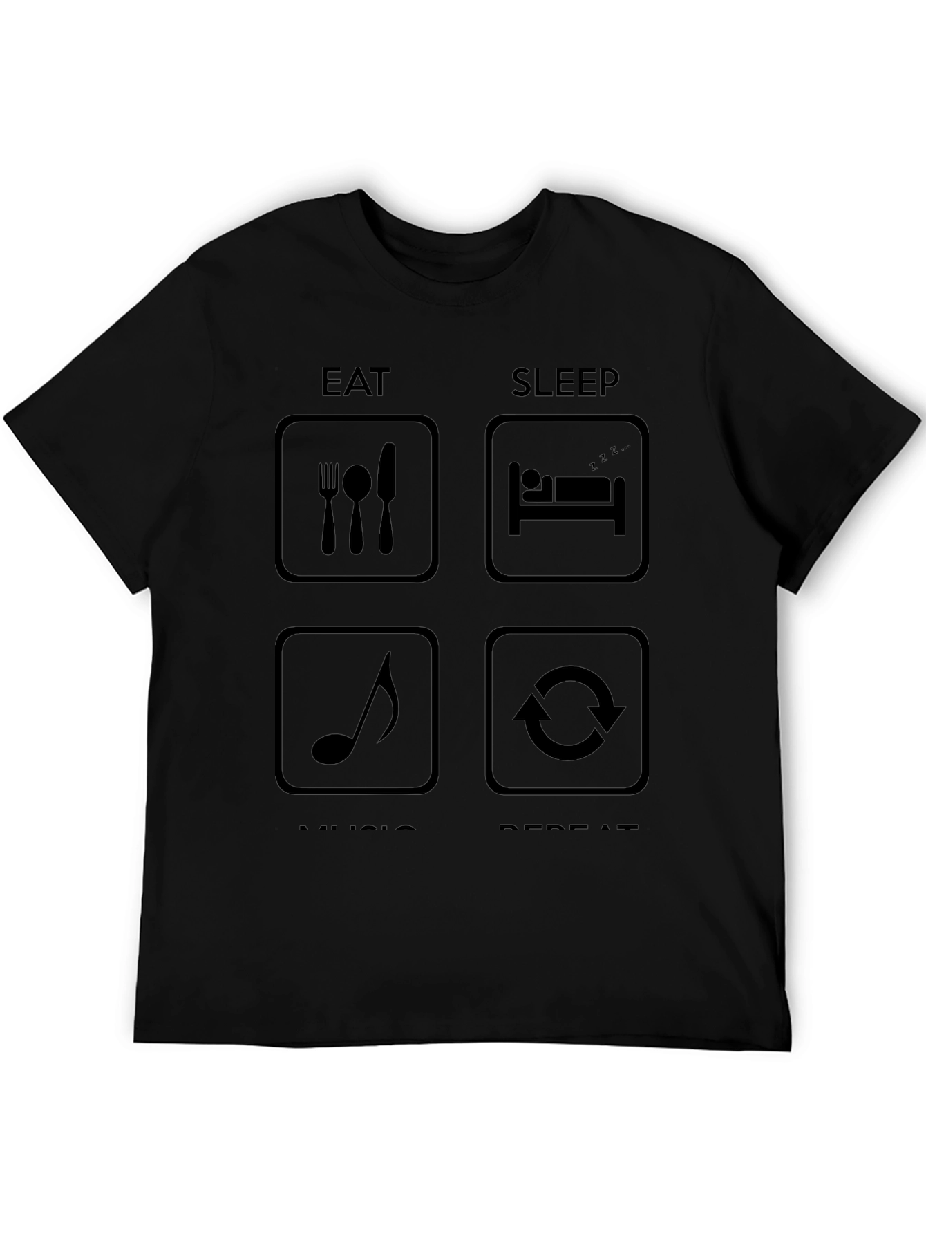 Eat Sleep Music Repeat Black T-Shirt