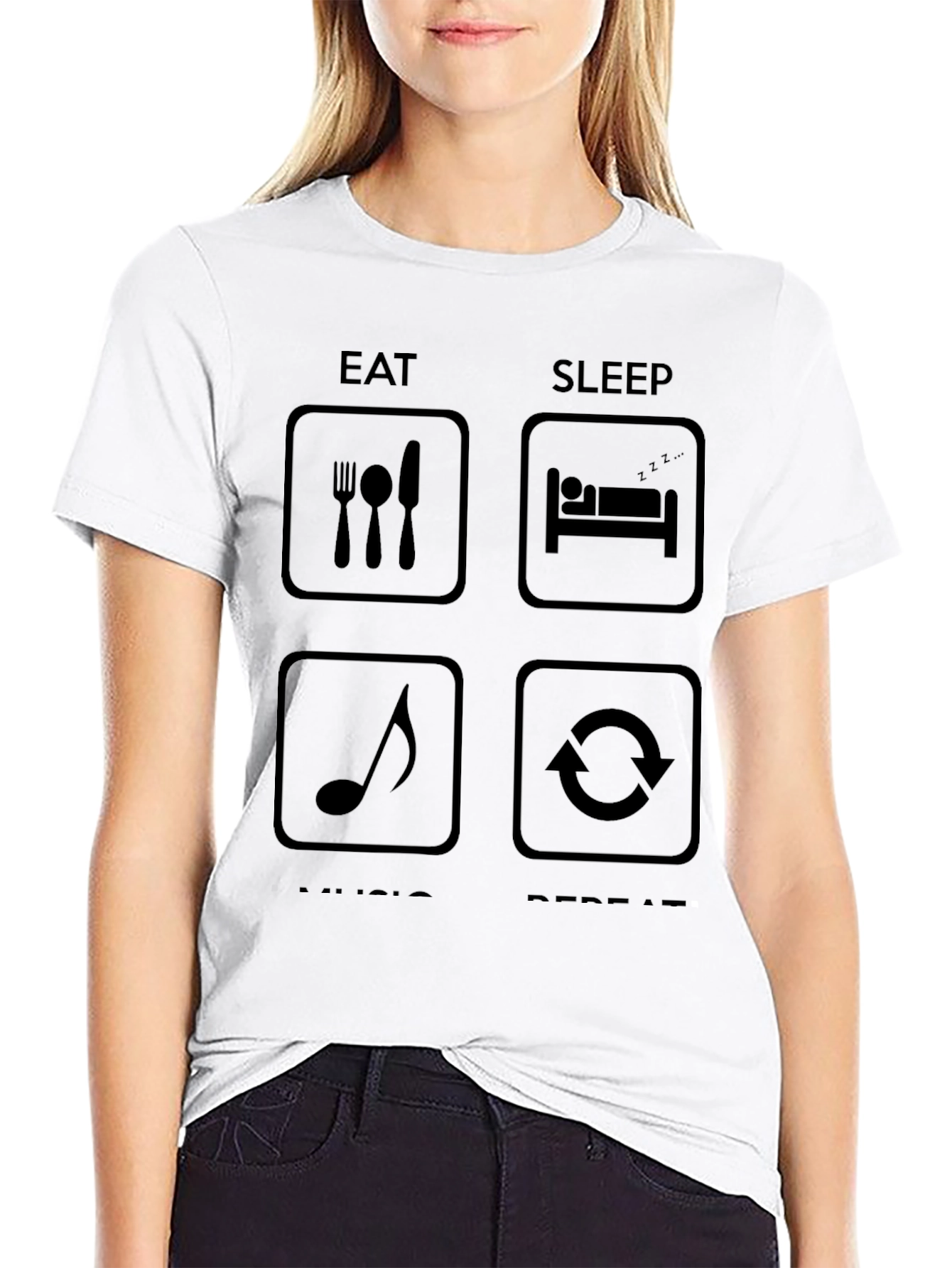 Eat Sleep Music Repeat Black T-Shirt