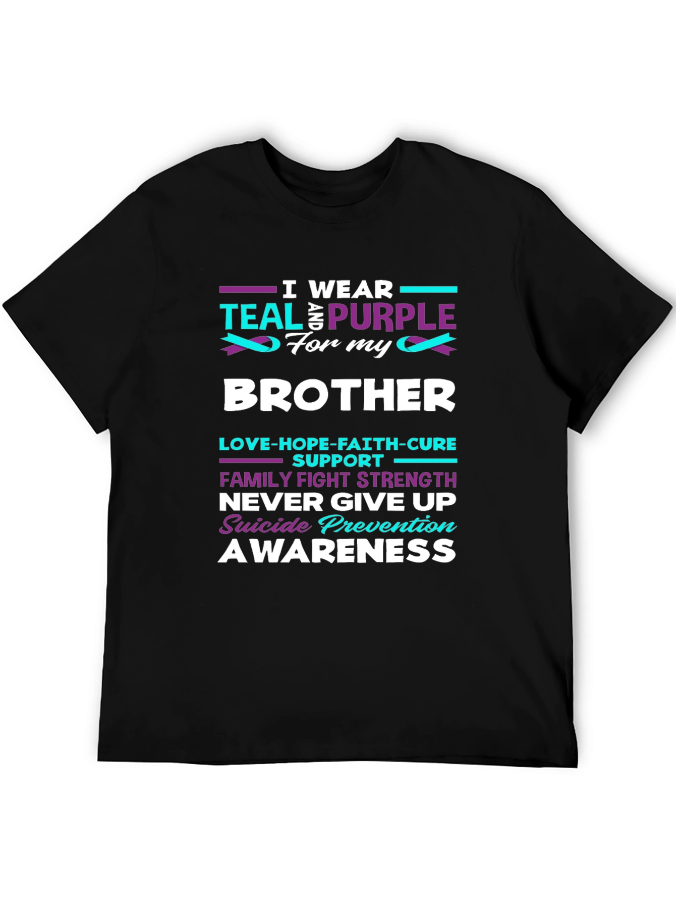 Teal and Purple Suicide Prevention Awareness Brother T-Shirt