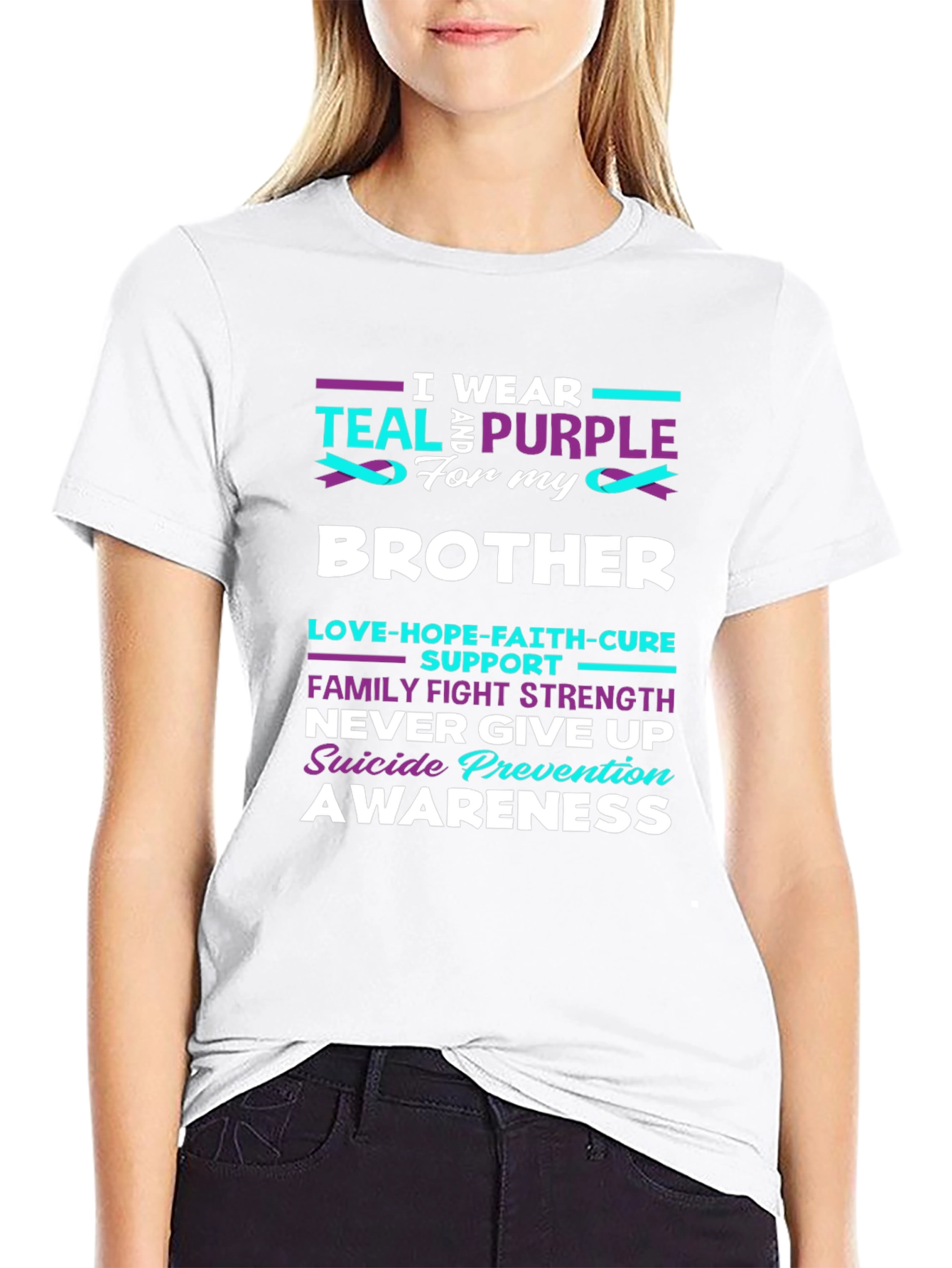 Teal and Purple Suicide Prevention Awareness Brother T-Shirt