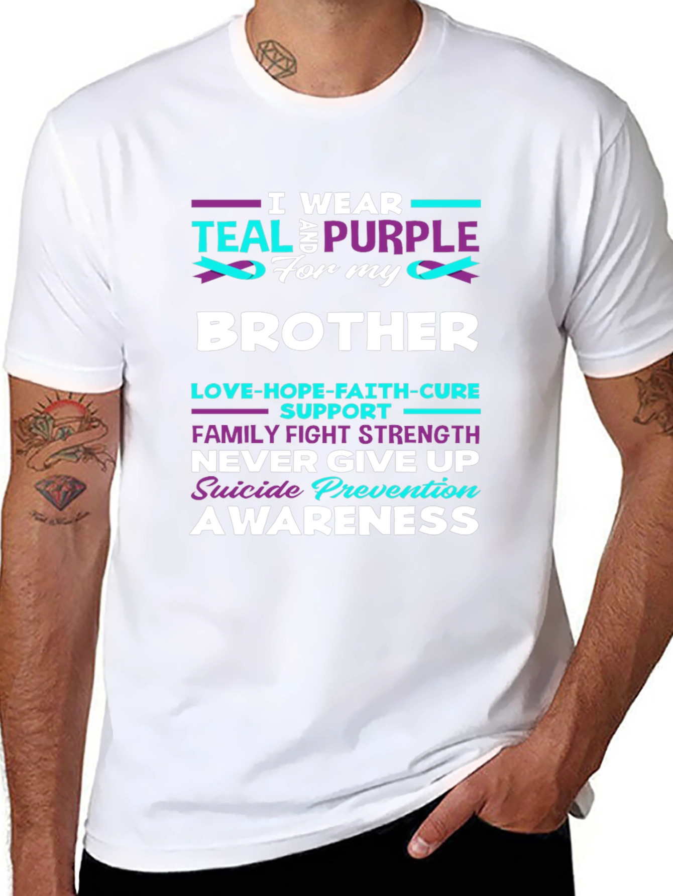 Teal and Purple Suicide Prevention Awareness Brother T-Shirt