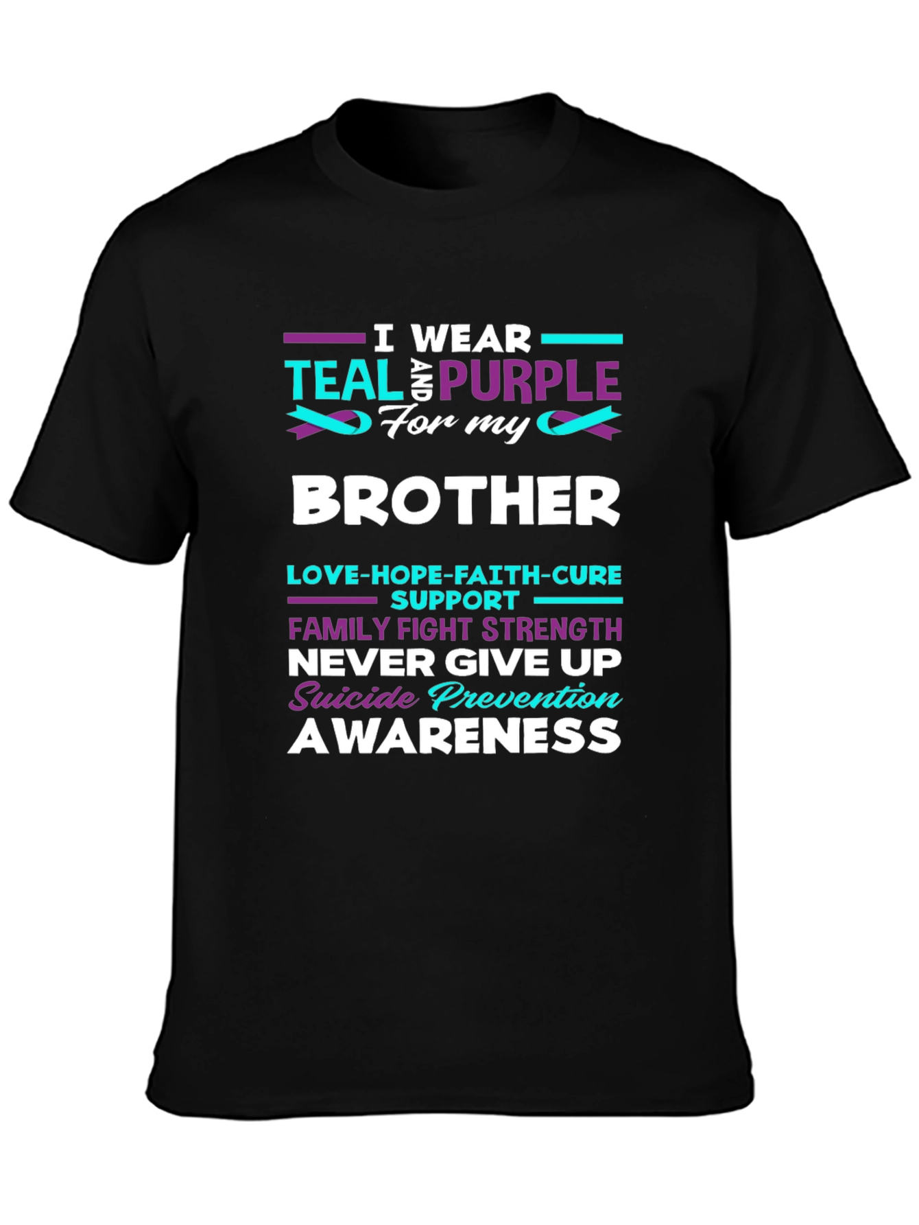 Teal and Purple Suicide Prevention Awareness Brother T-Shirt