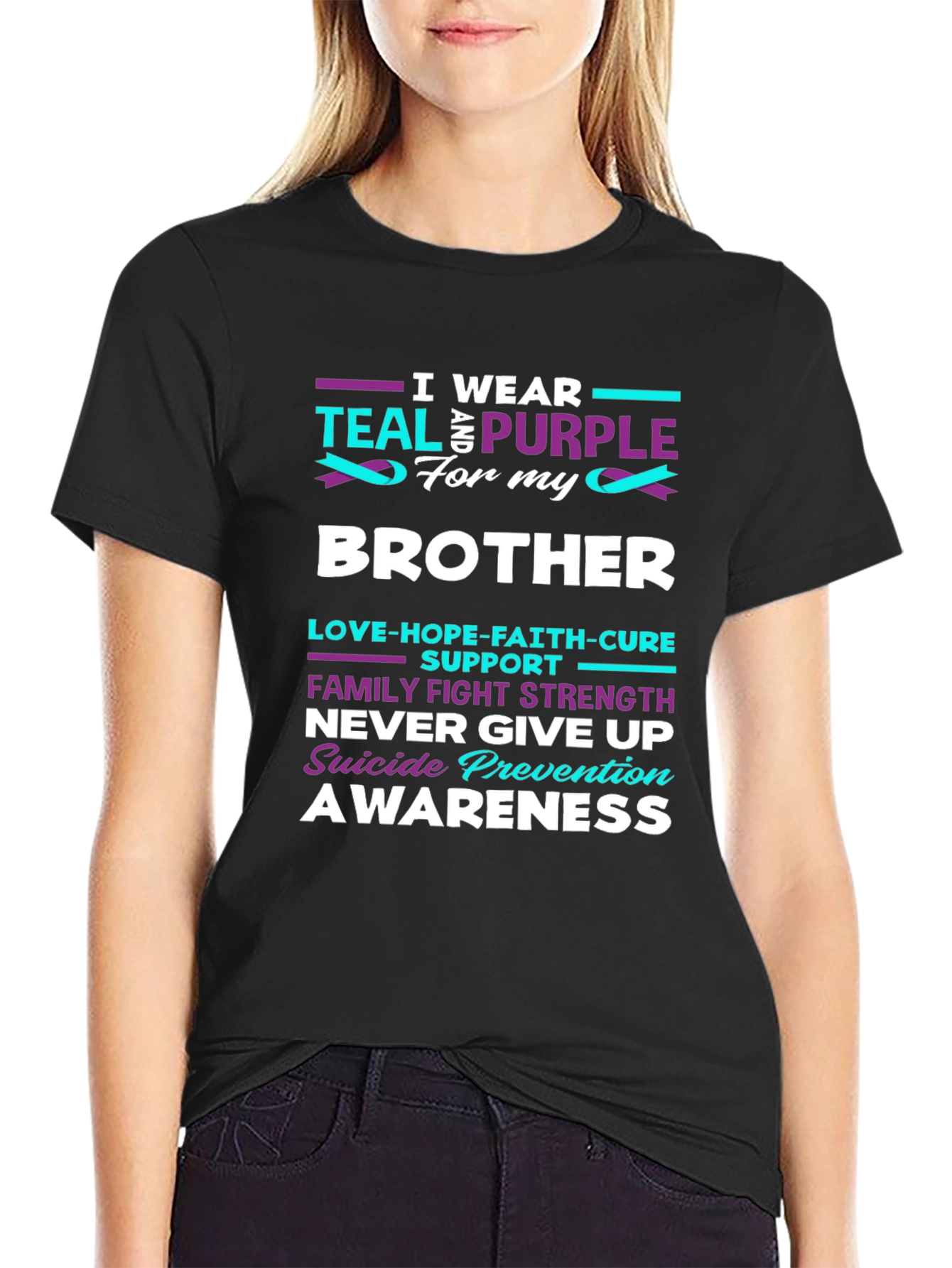 Teal and Purple Suicide Prevention Awareness Brother T-Shirt