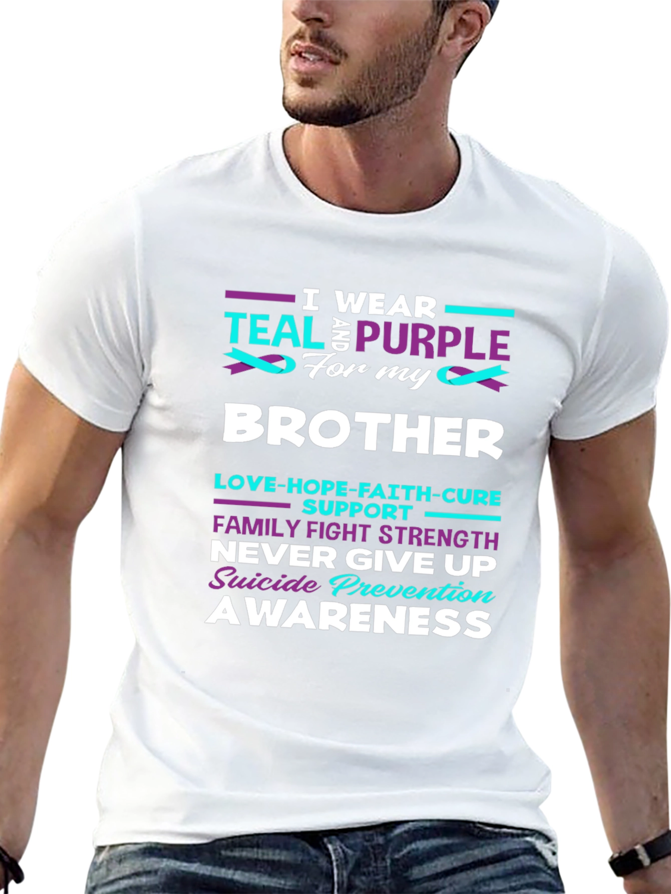 Teal and Purple Suicide Prevention Awareness Brother T-Shirt