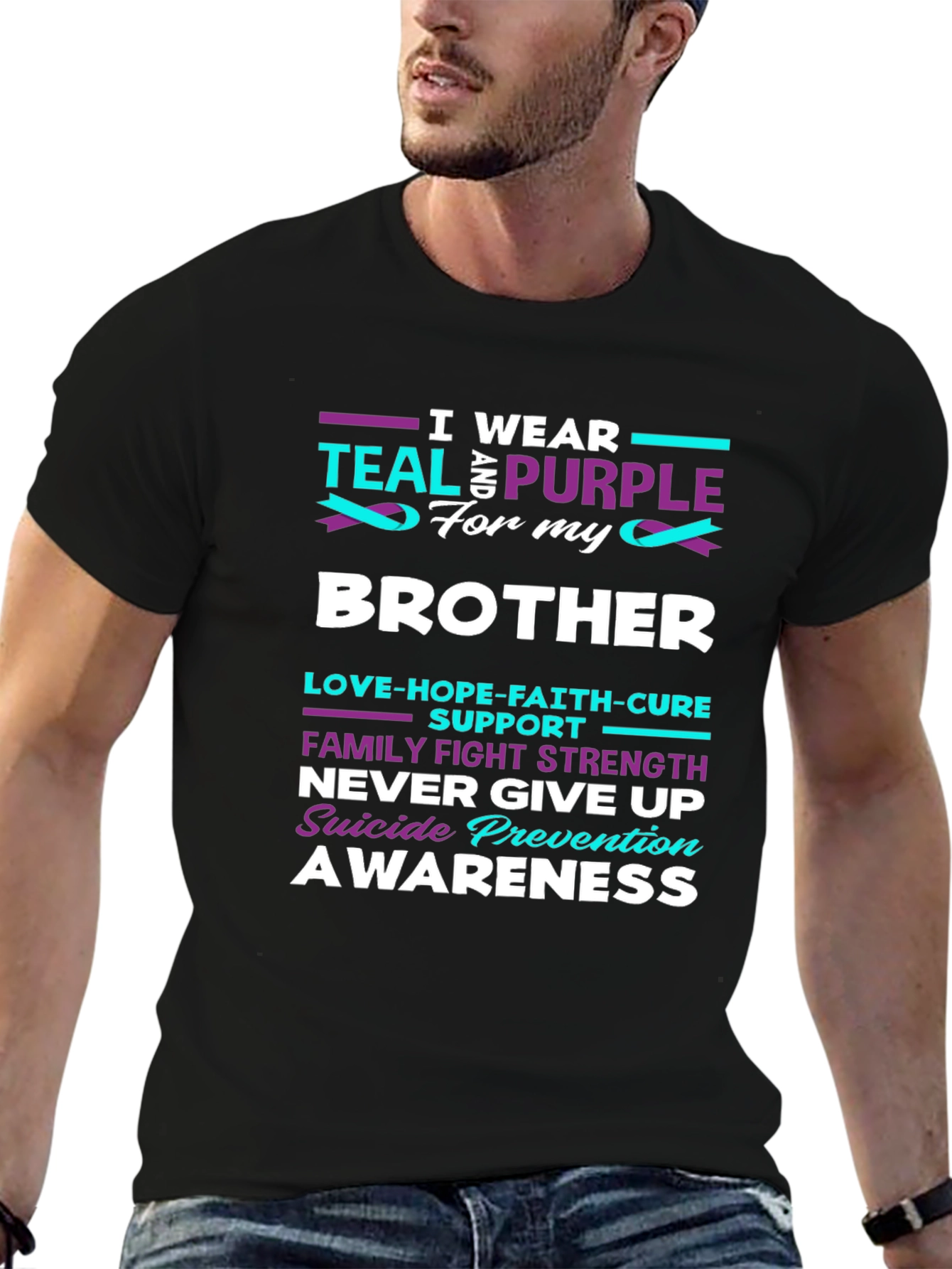 Teal and Purple Suicide Prevention Awareness Brother T-Shirt