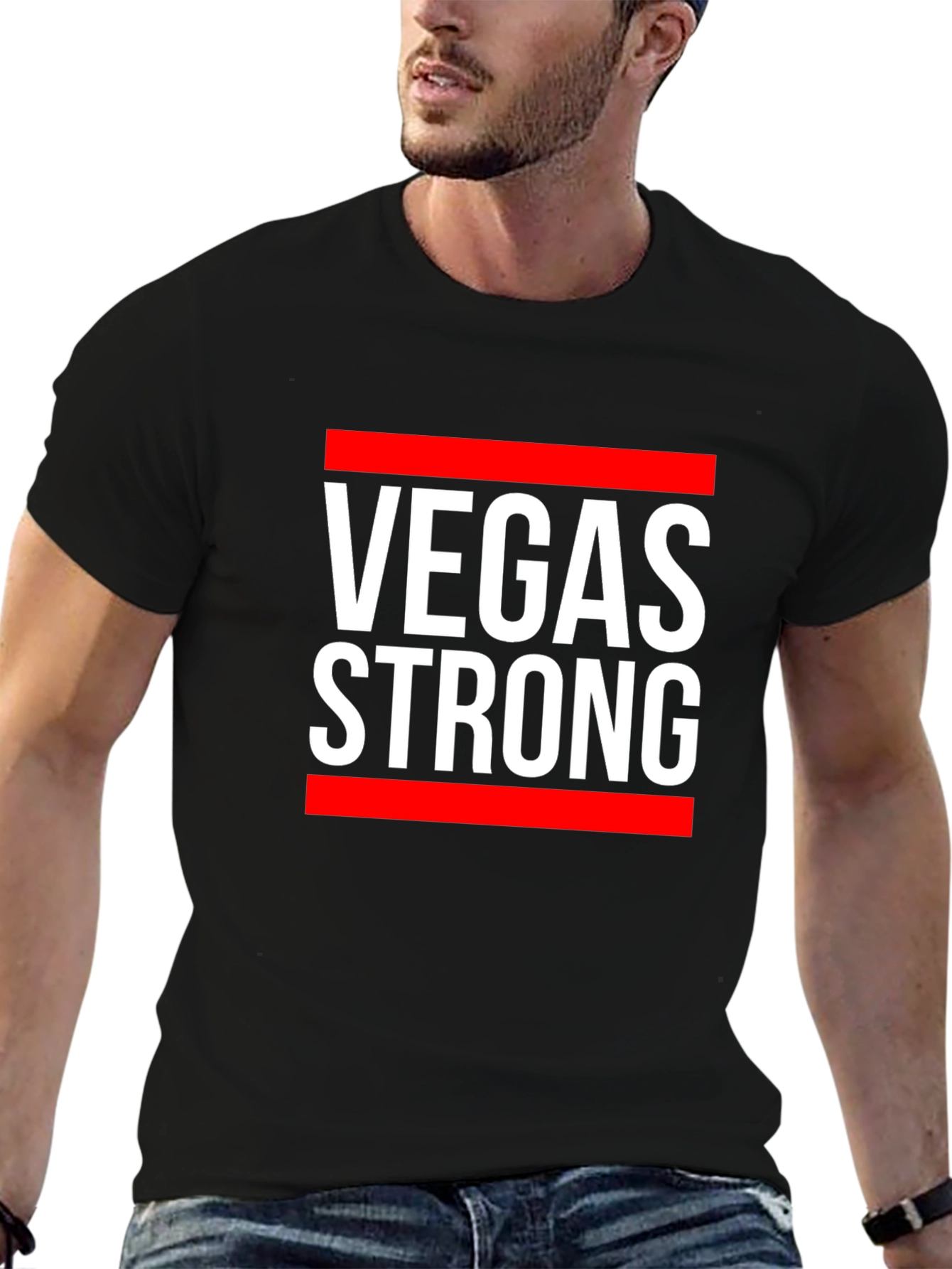 Vegas Strong Graphic Tee - Black Cotton T-Shirt