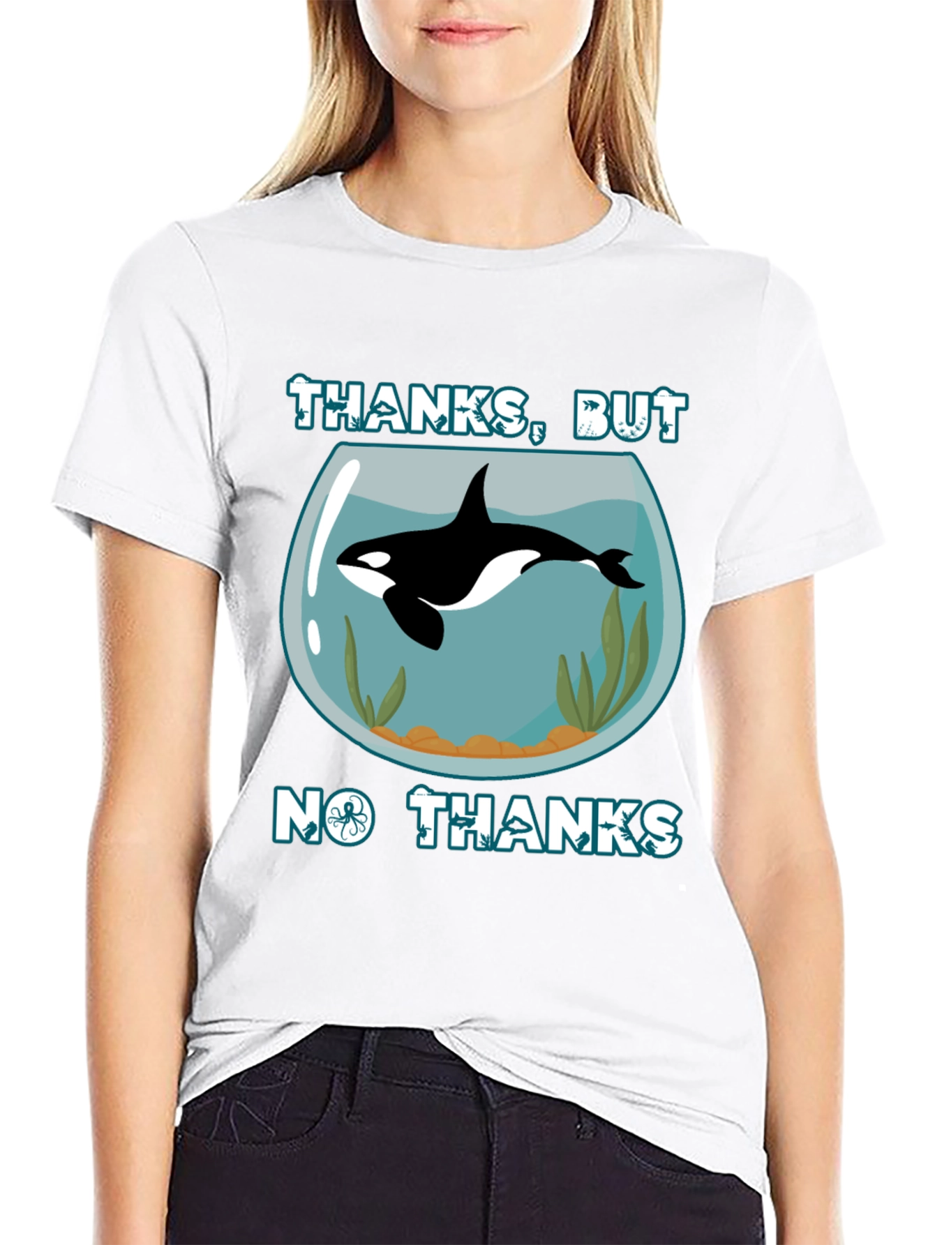 Humorous Orca Aquarium Graphic T-Shirt