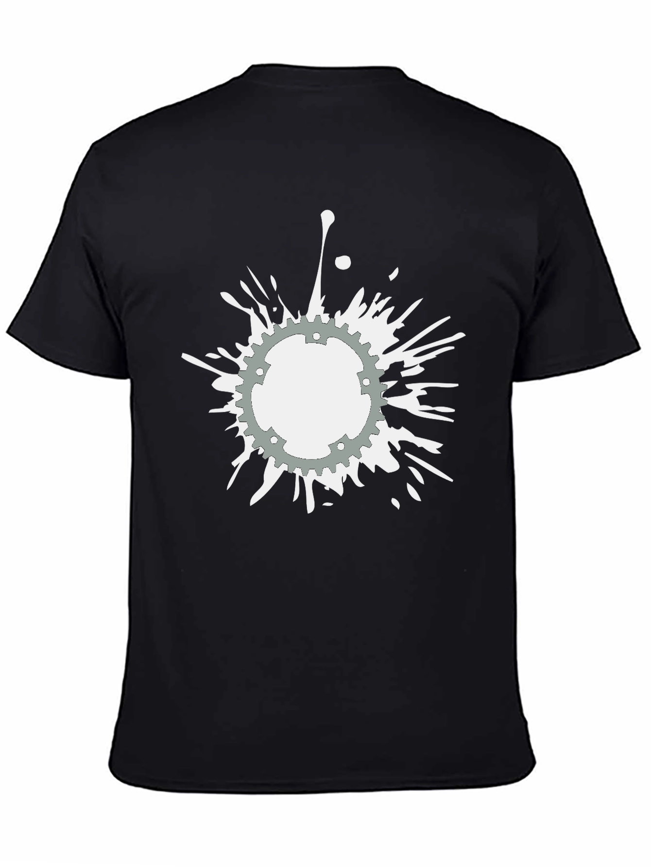 Black Graphic Tee - Gear Splatter Design
