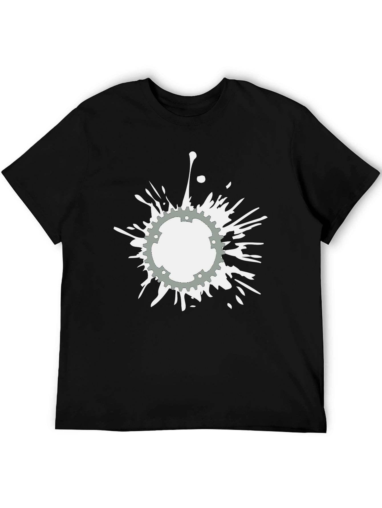 Black Graphic Tee - Gear Splatter Design