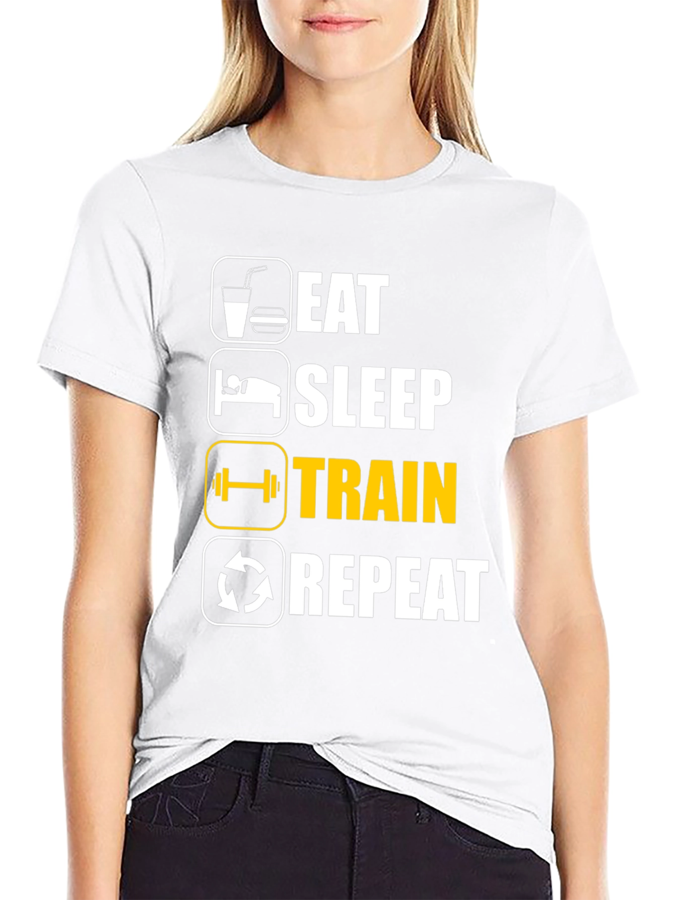 Eat Sleep Train Repeat Black T-Shirt