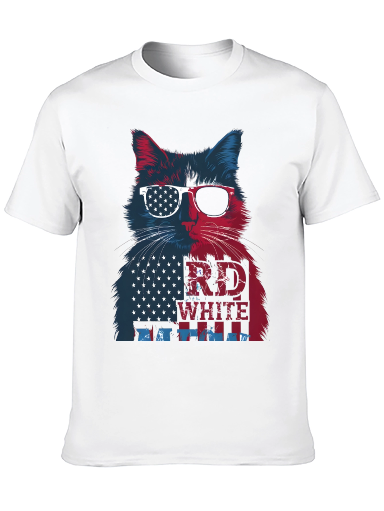 Patriotic Cat T-Shirt: Red White & Blue
