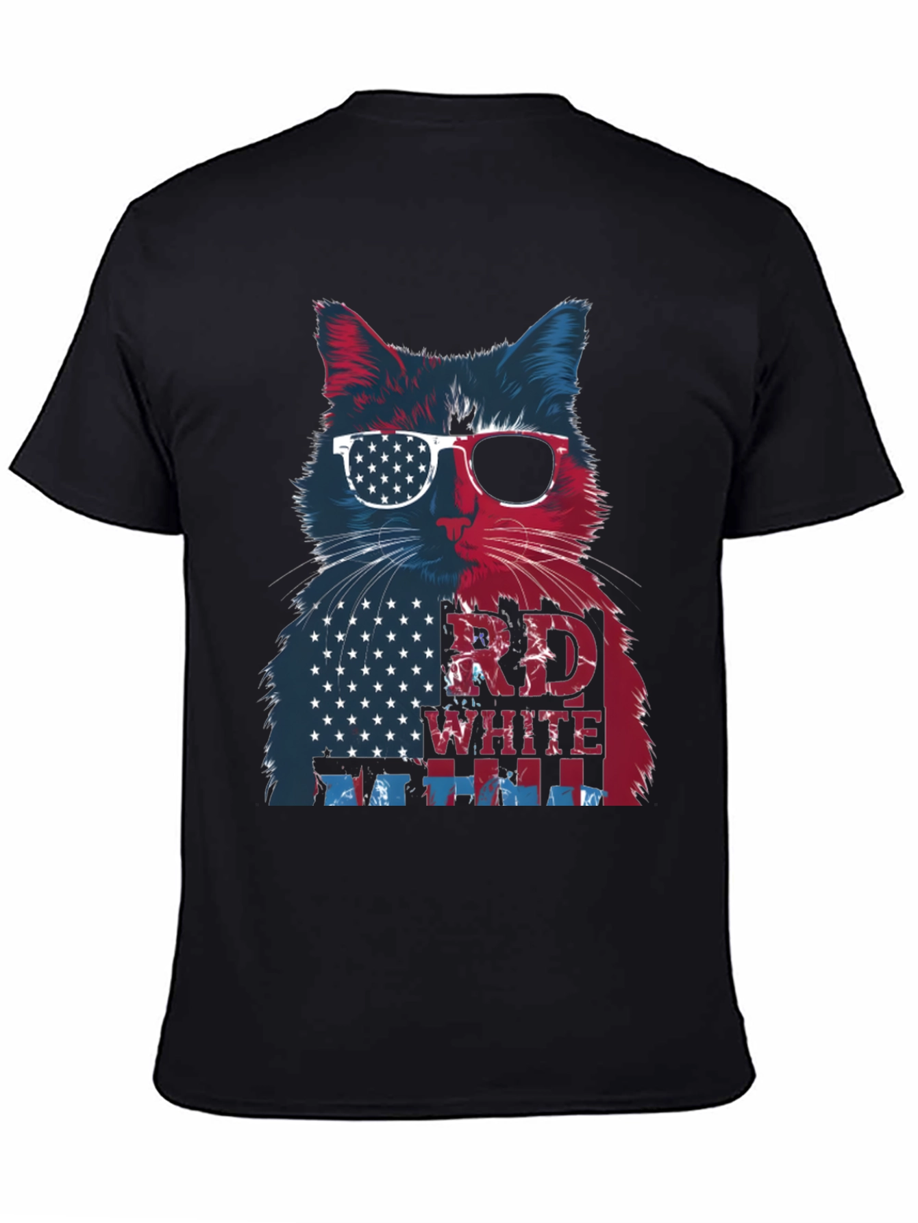 Patriotic Cat T-Shirt: Red White & Blue
