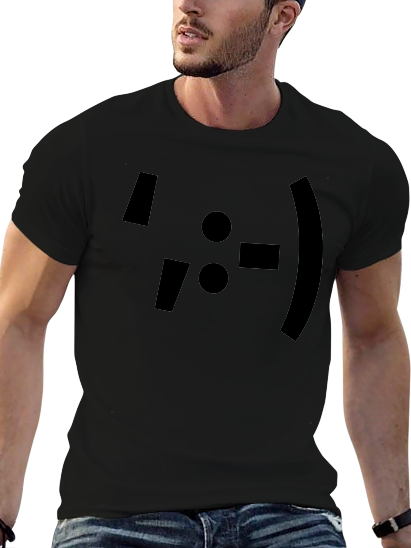 Emoticon Graphic Print Black T-Shirt