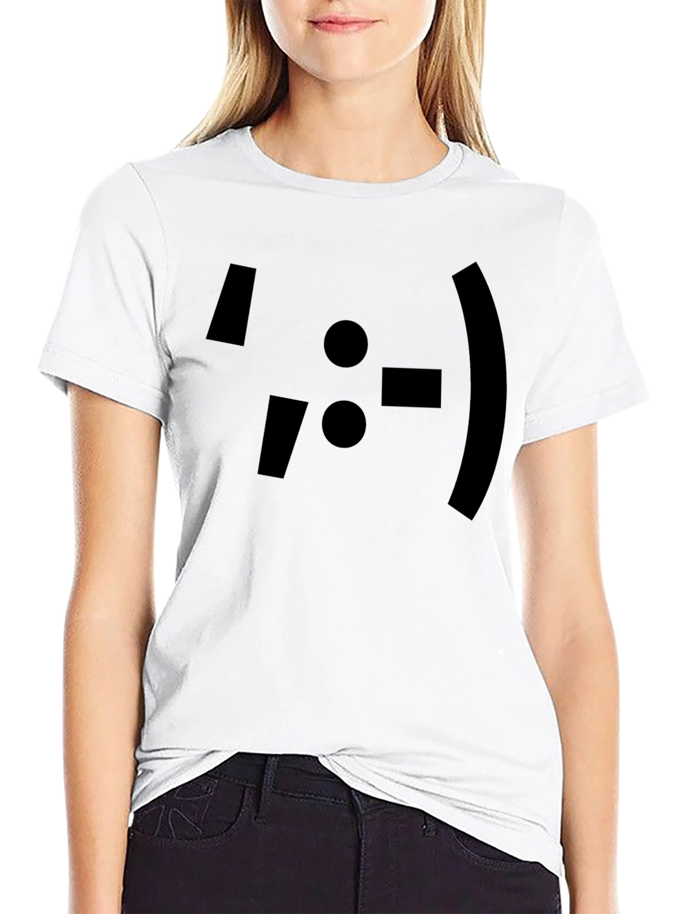 Emoticon Graphic Print Black T-Shirt
