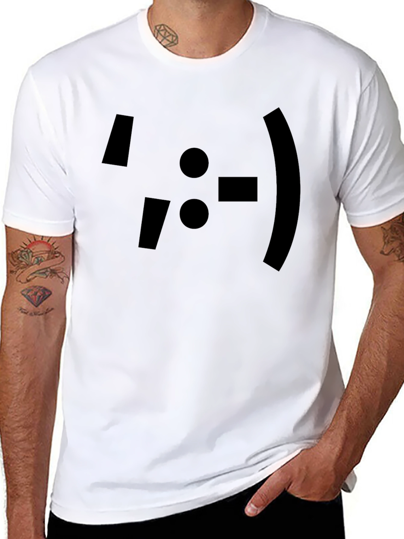 Emoticon Graphic Print Black T-Shirt