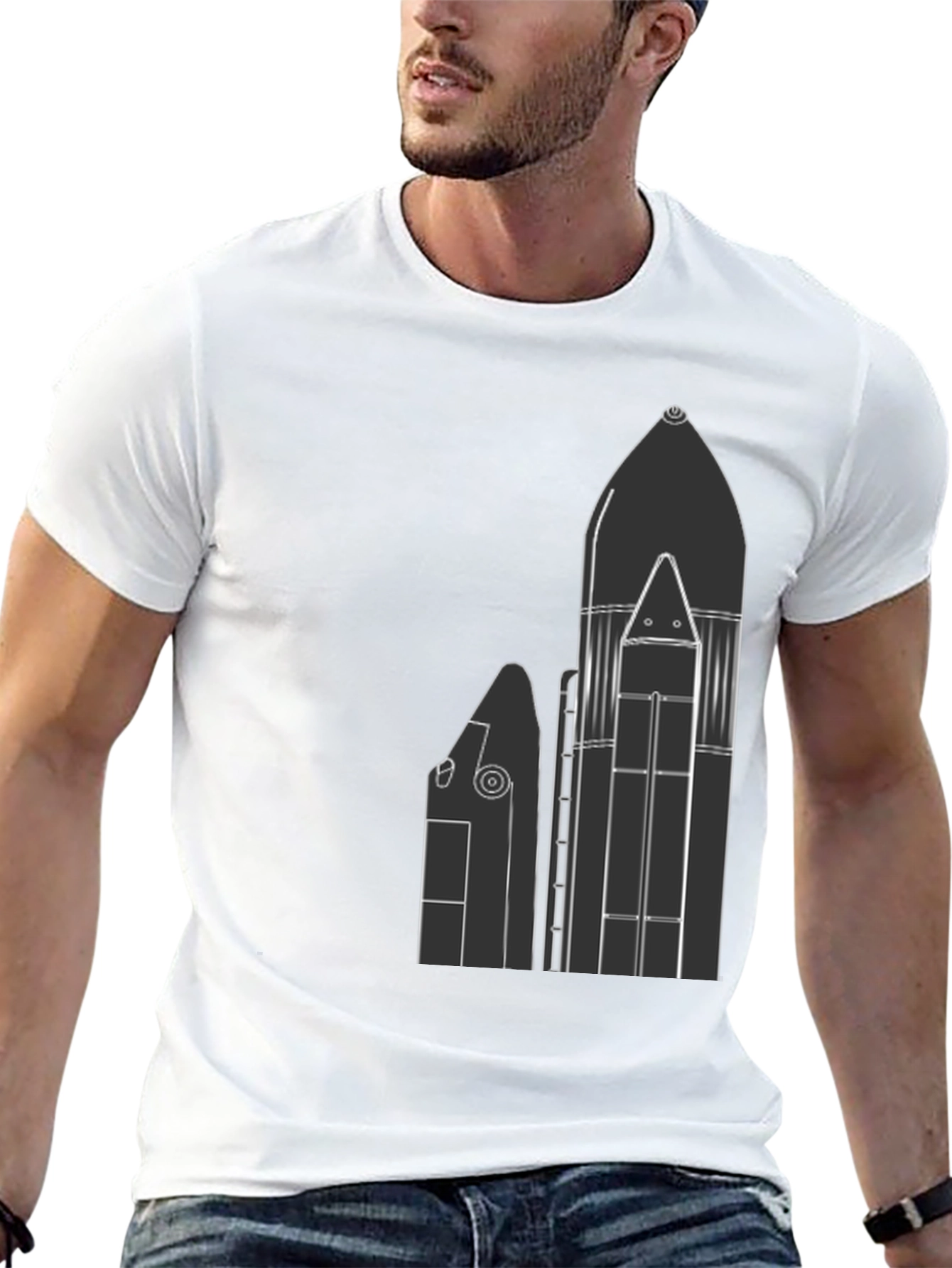 Space Shuttle T-Shirt - Black Graphic Print