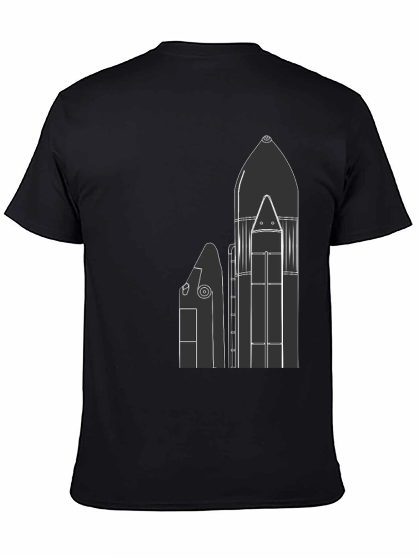 Space Shuttle T-Shirt - Black Graphic Print