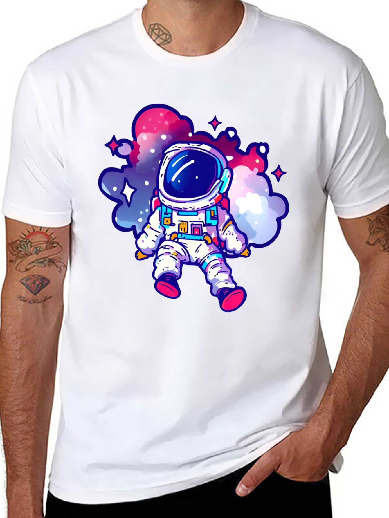 Astronaut Graphic Tee - Black Cotton Comfort