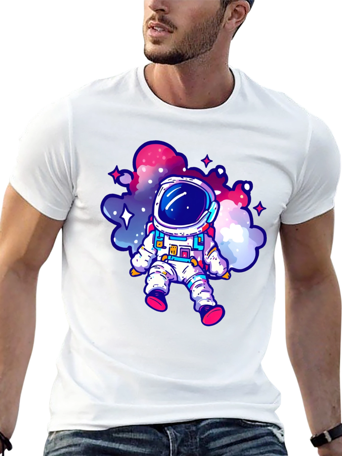Astronaut Graphic Tee - Black Cotton Comfort