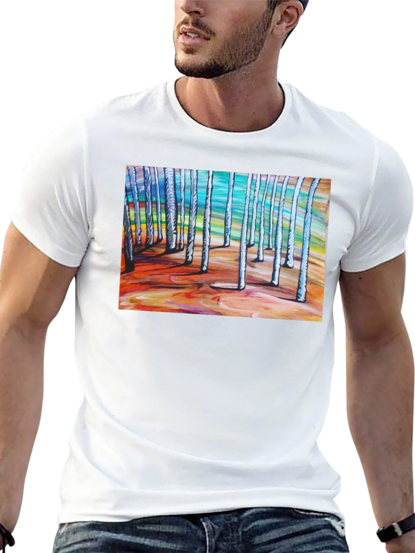 Abstract Forest Graphic Tee - Black Cotton T-Shirt