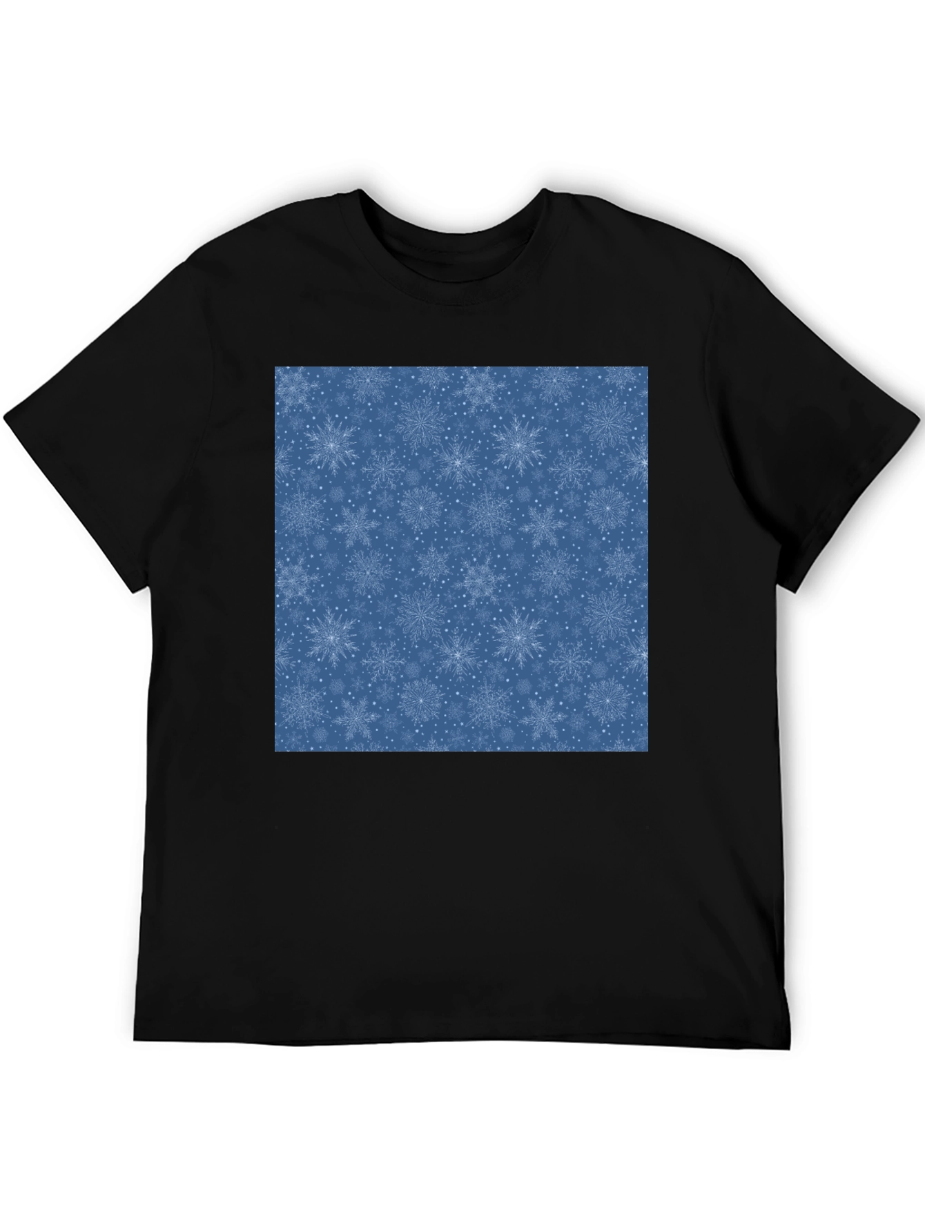 Snowflake Pattern Black T-Shirt