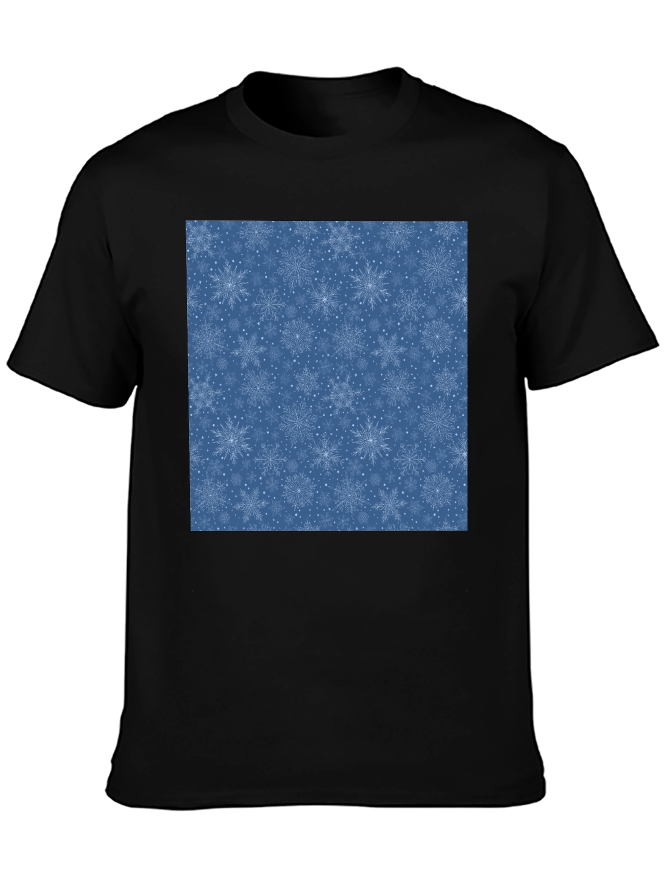 Snowflake Pattern Black T-Shirt