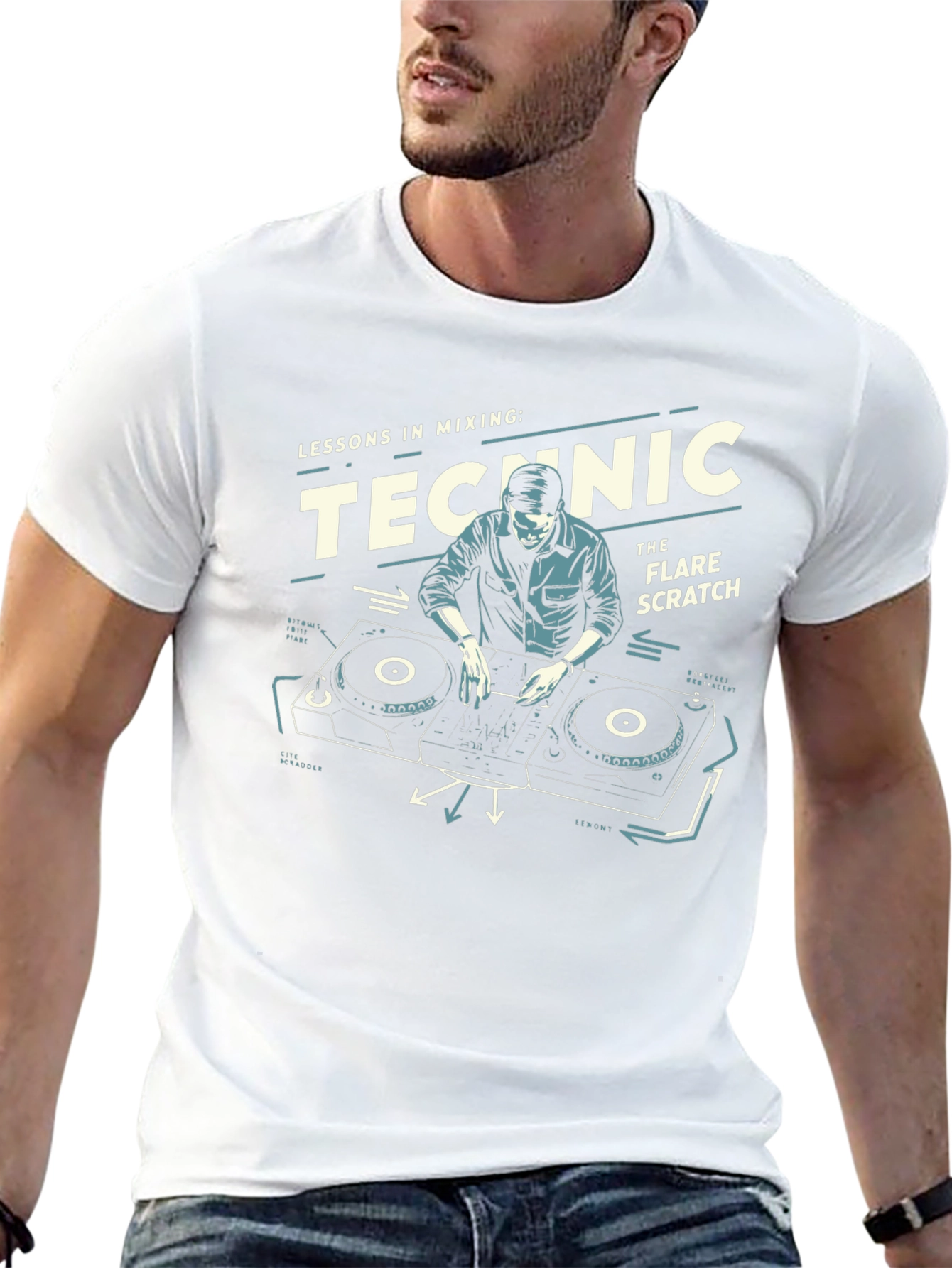 DJ Mixing Lessons Black Graphic T-Shirt