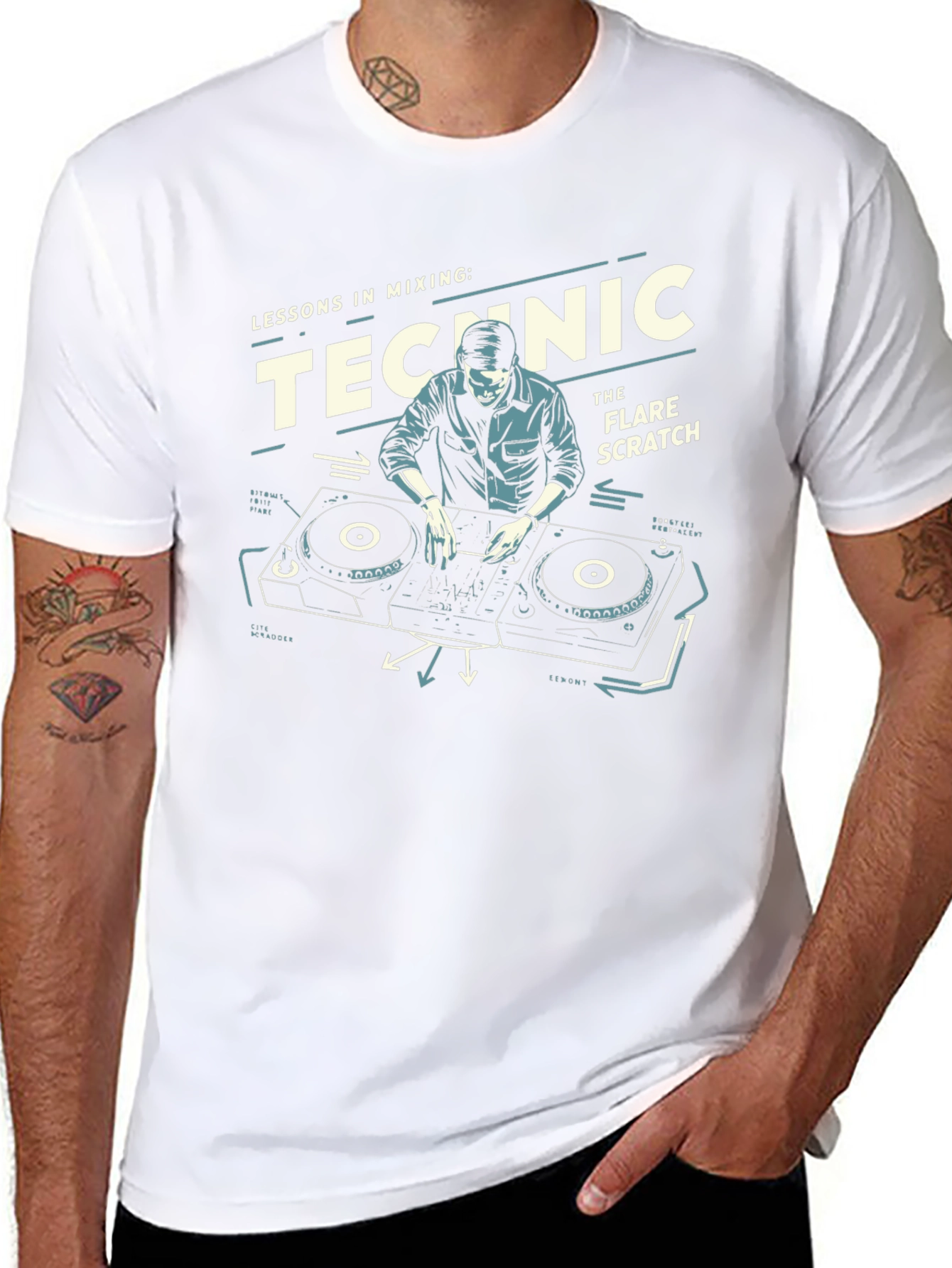 DJ Mixing Lessons Black Graphic T-Shirt