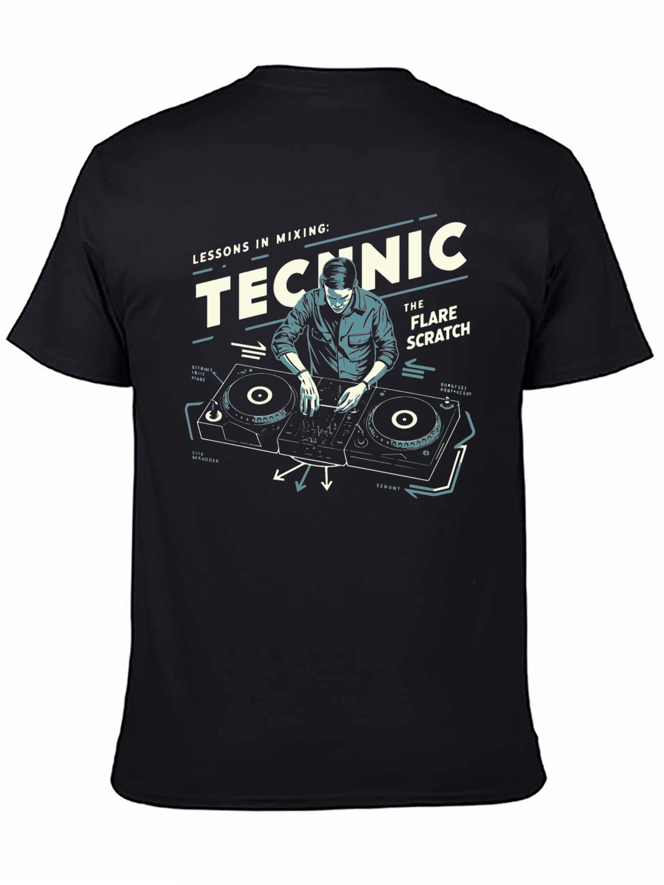 DJ Mixing Lessons Black Graphic T-Shirt