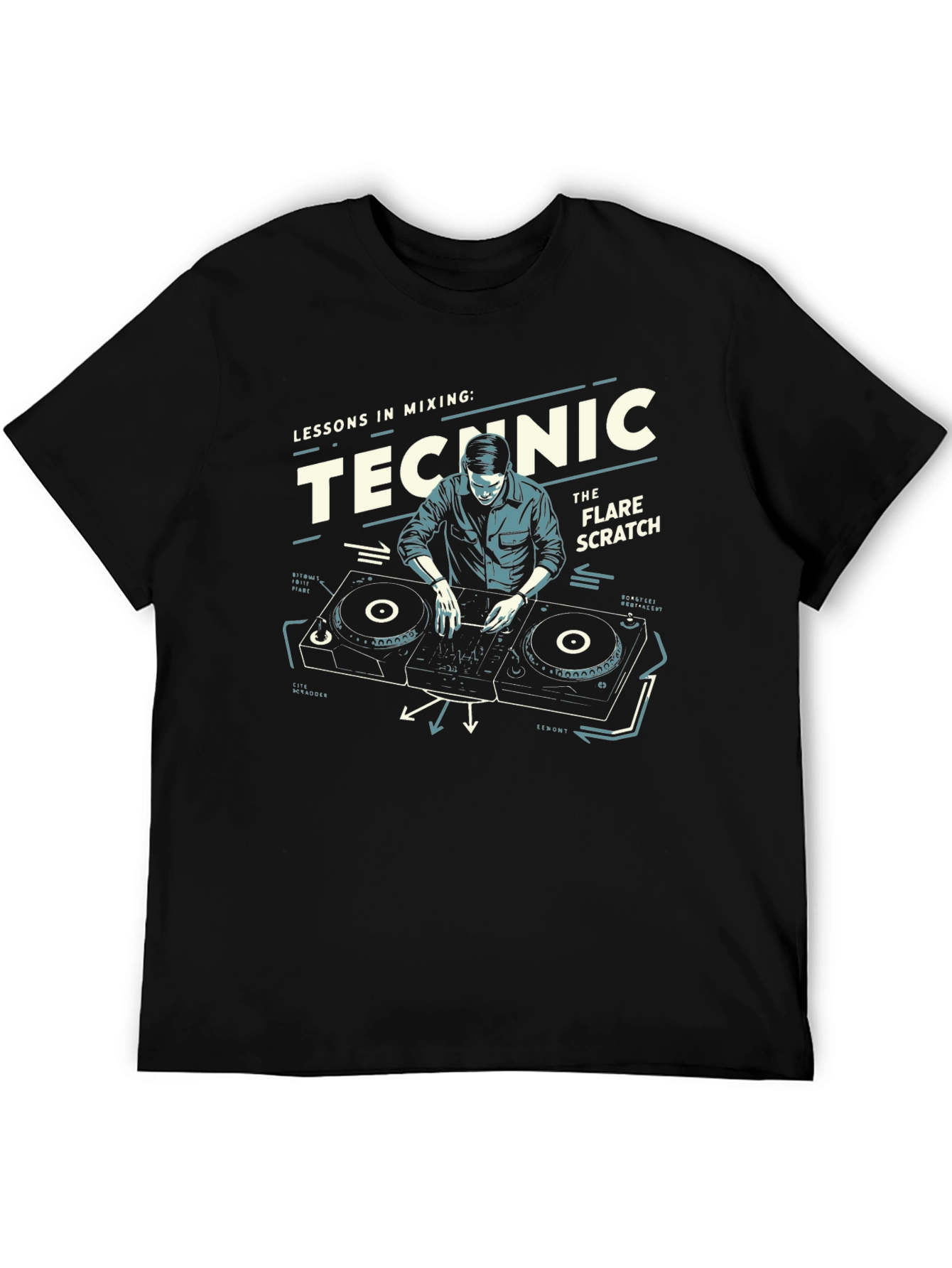 DJ Mixing Lessons Black Graphic T-Shirt