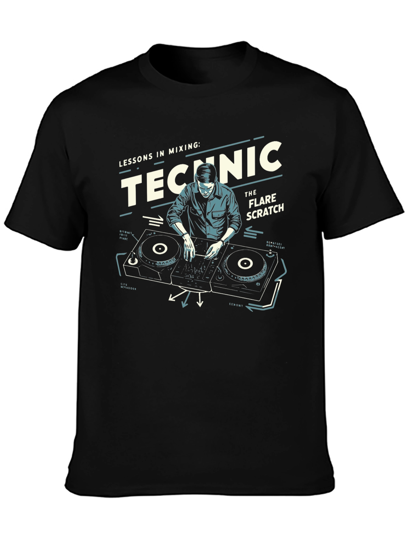 DJ Mixing Lessons Black Graphic T-Shirt