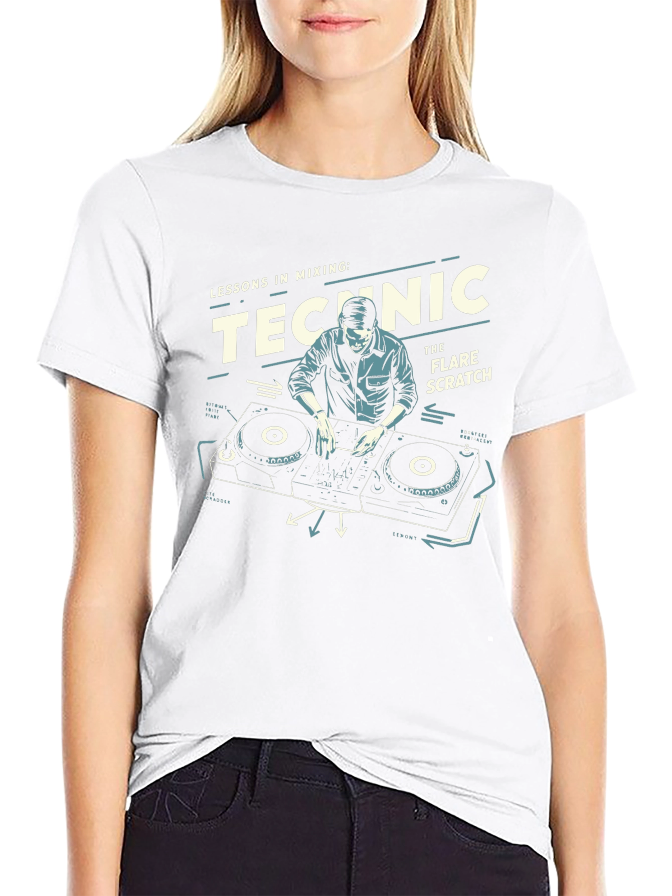 DJ Mixing Lessons Black Graphic T-Shirt