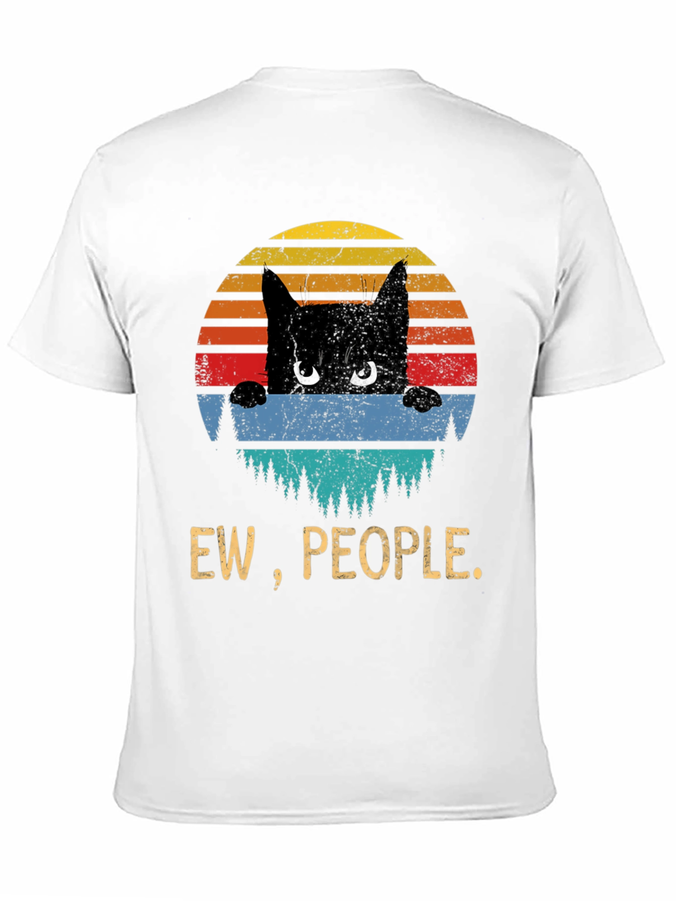 Ew People Cat T-Shirt - Retro Sunset Design