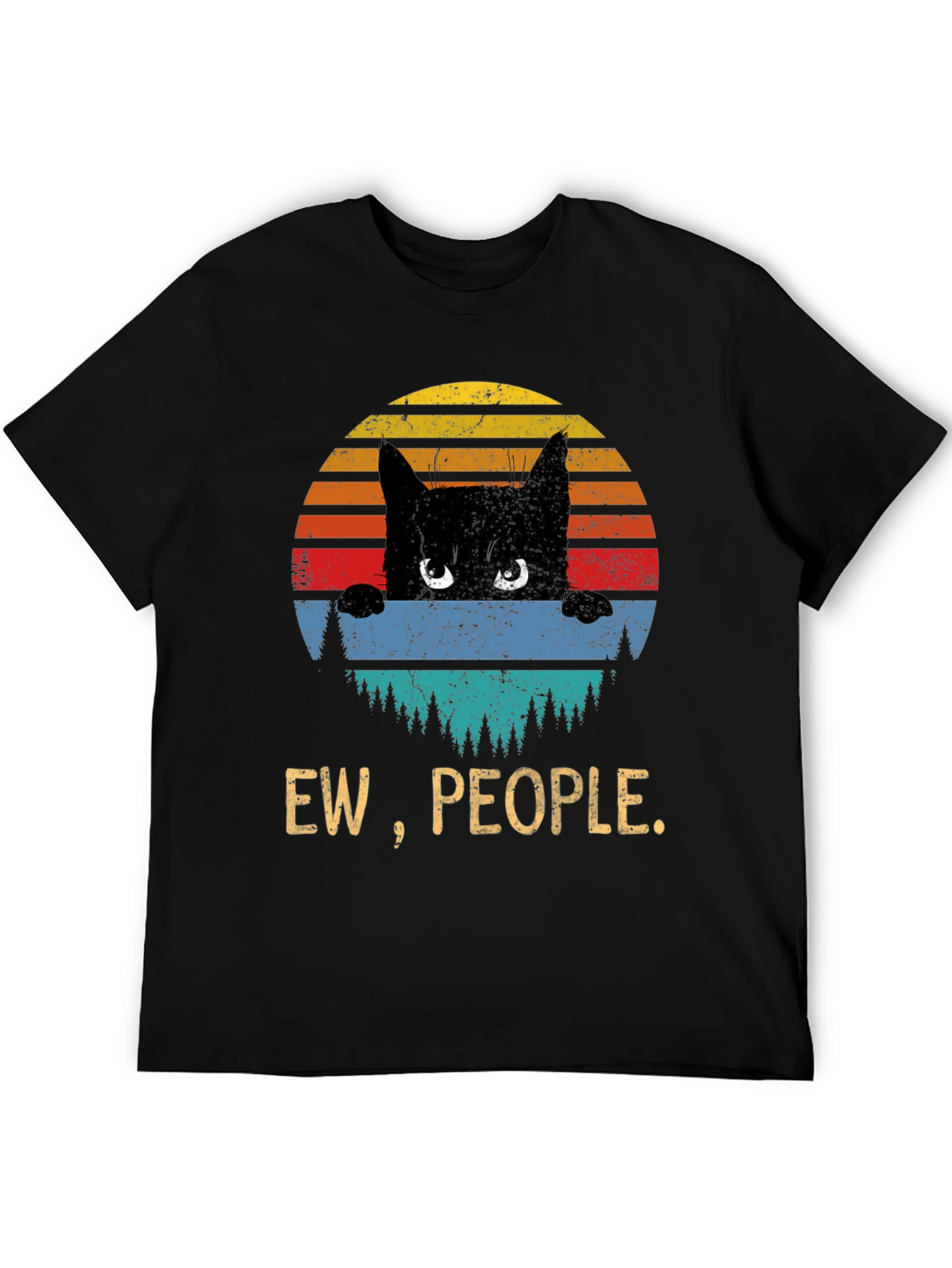 Ew People Cat T-Shirt - Retro Sunset Design