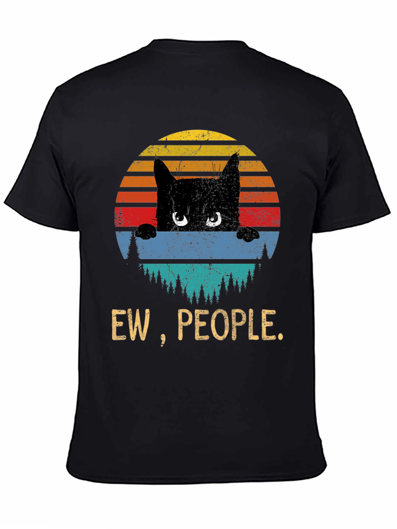 Ew People Cat T-Shirt - Retro Sunset Design