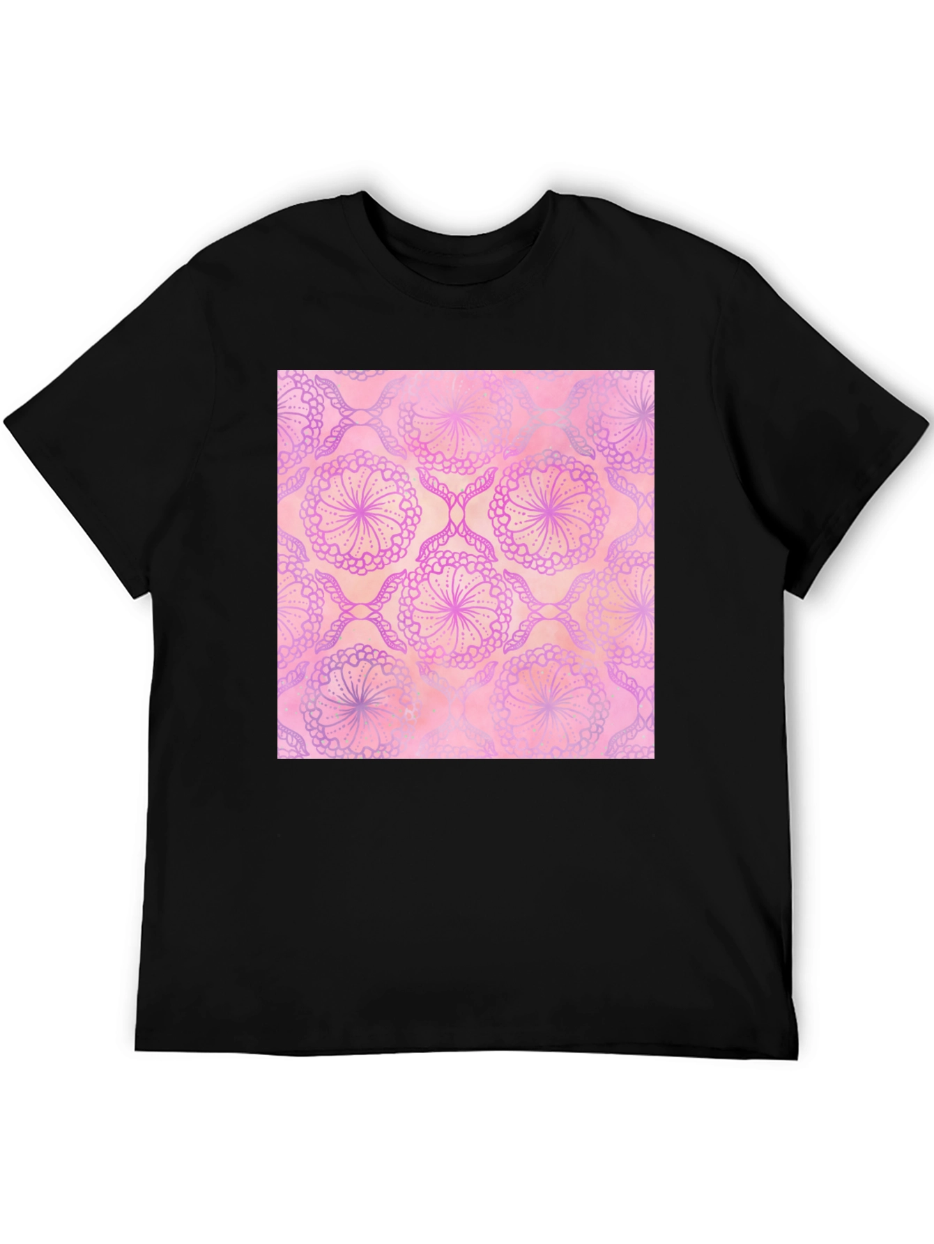 Floral Print Tee - Black