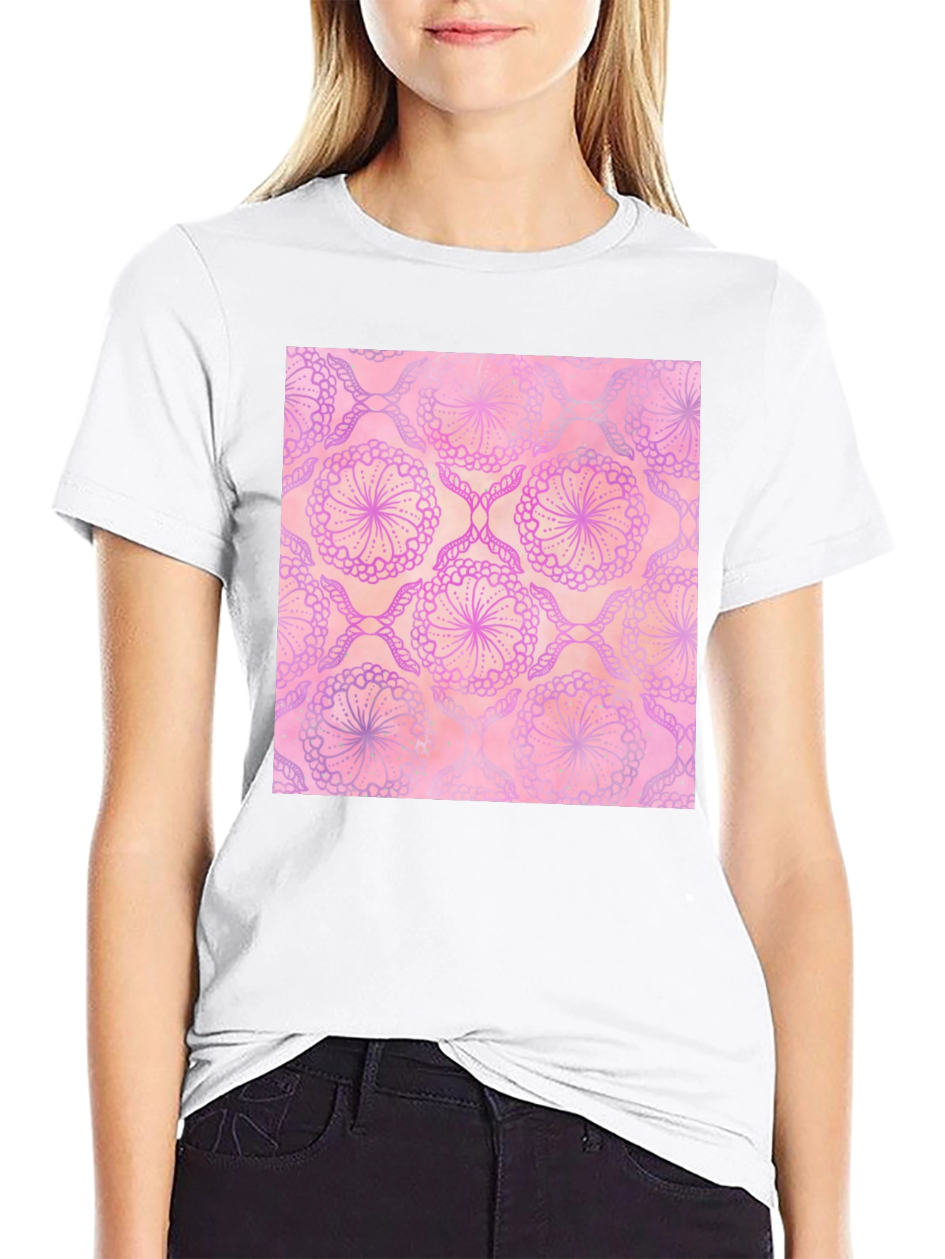 Floral Print Tee - Black